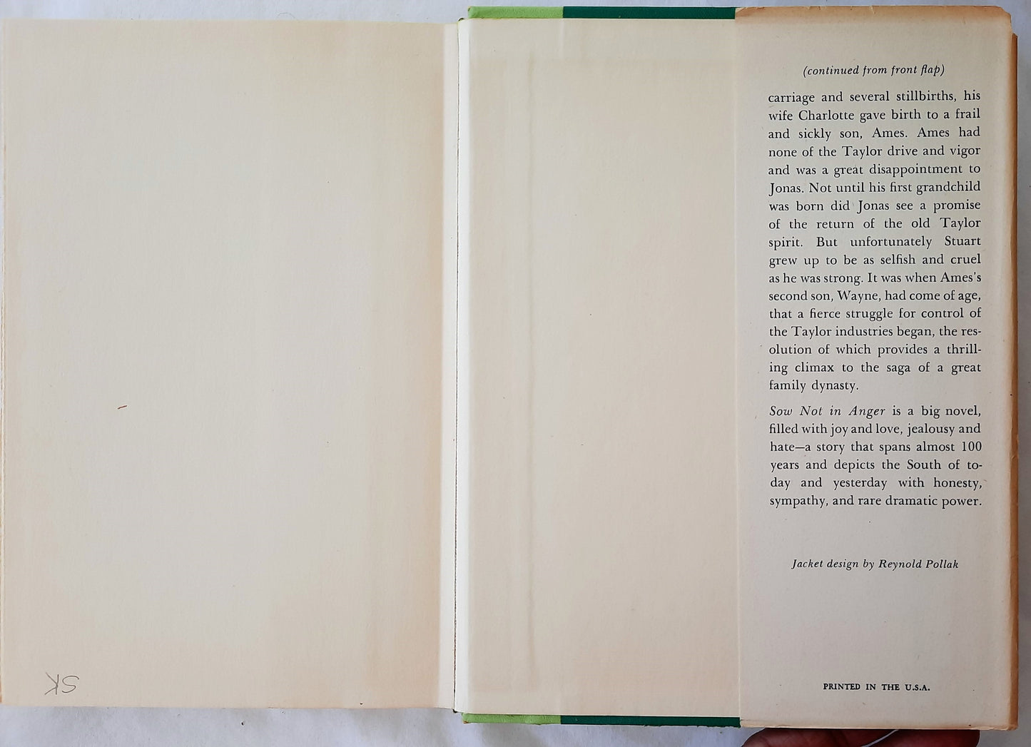 Sow Not in Anger by Jack Hoffenberg (Very Good, HC, 1961, E.P. Dutton, 543 pages)