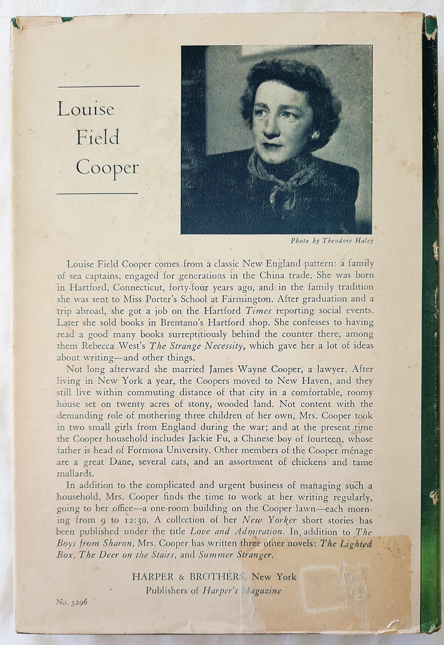 The Boys From Sharon by Louise Field Cooper (Vintage, Very Good, 1950, HC, 242 pages, Harper & Brothers)