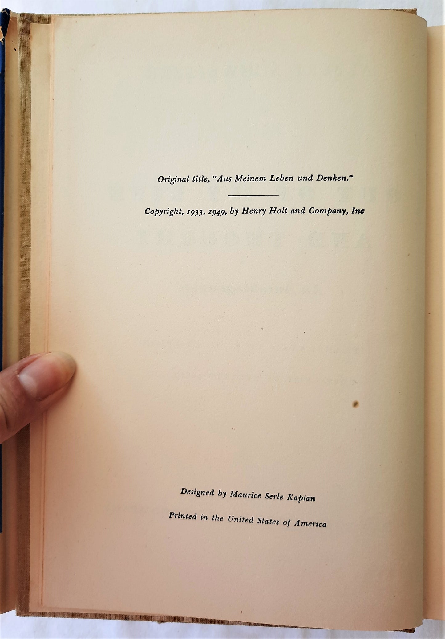 Out of My Life and Thought by Albert Schweitzer (Very good, 1949, HC, Henry Holt and Company)