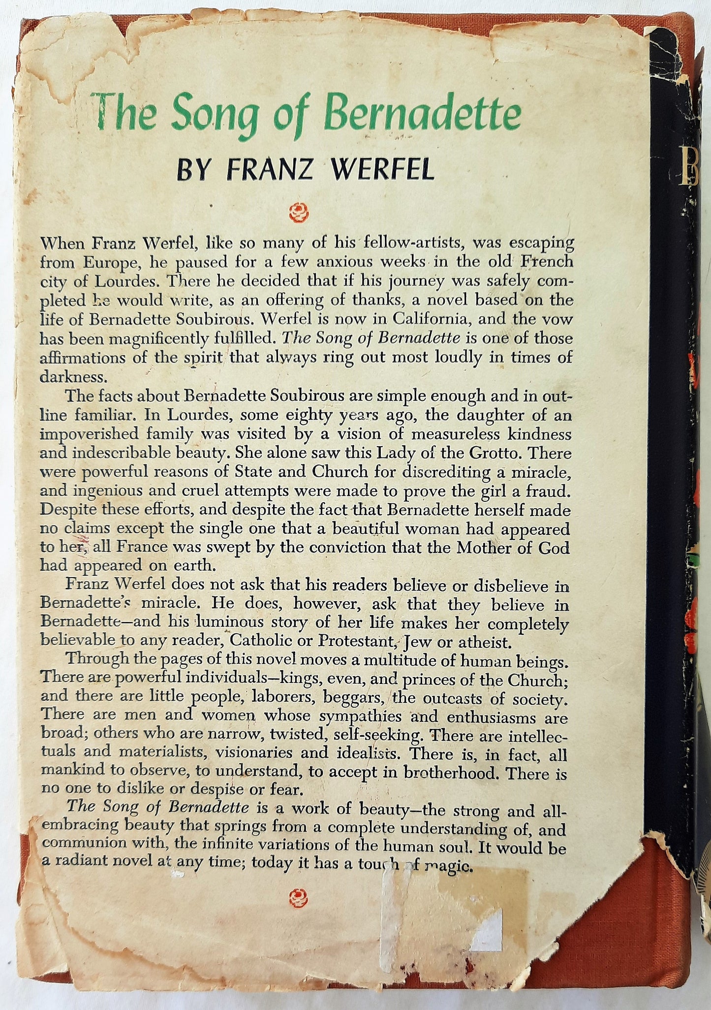 The Song of Bernadette by Franz Werfel (Good, HC, 1944, Sun Dial Press, 404 pages)