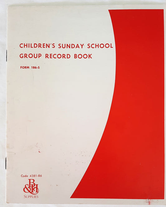 Children's Sunday School Group Record Book Form 186-S for churches NEW, B&H Press
