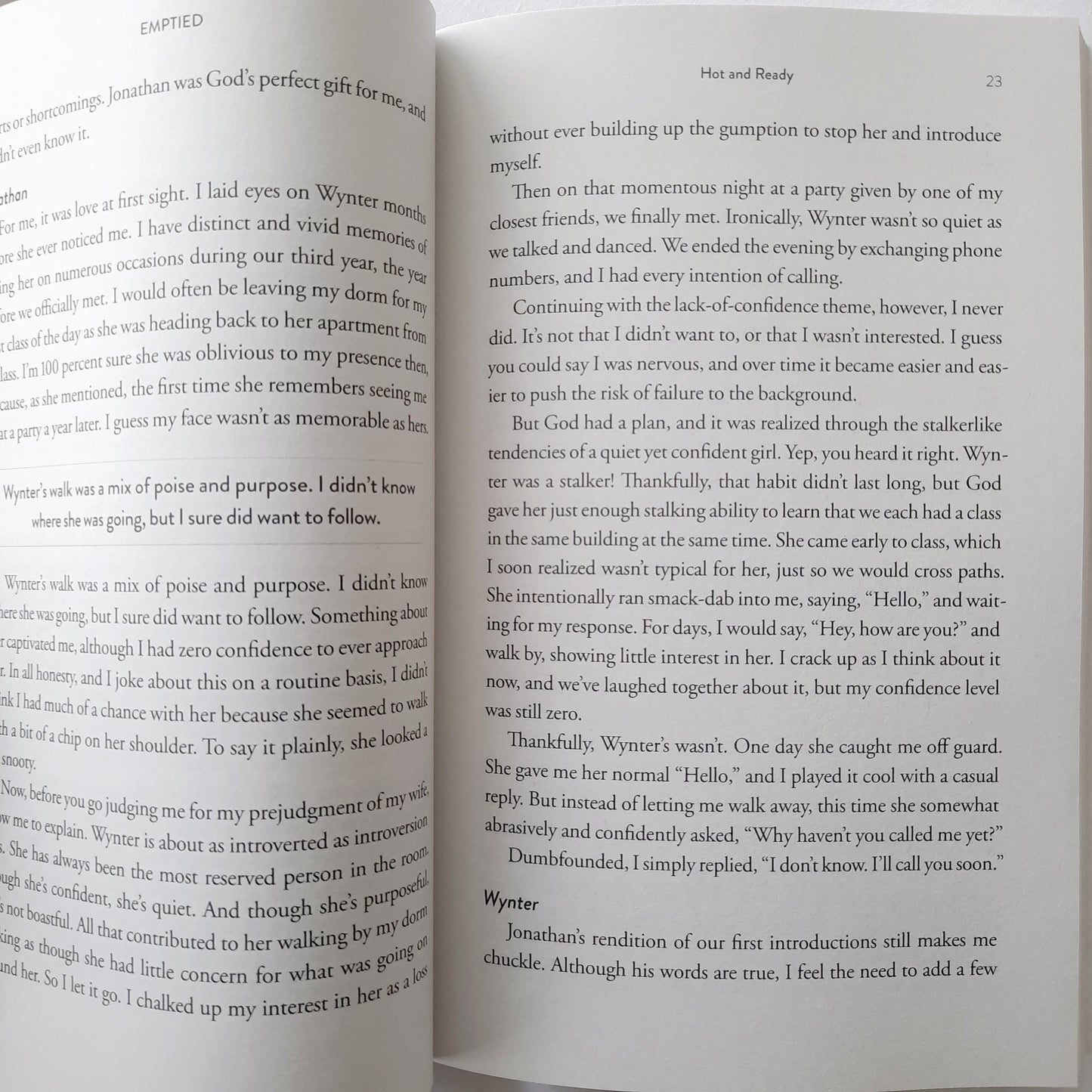 Emptied: Experiencing the Fullness of a Poured-Out Marriage by Wynter & Jonathan Pitts (New, 2019, Pbk, 223 pages, Harvest House)