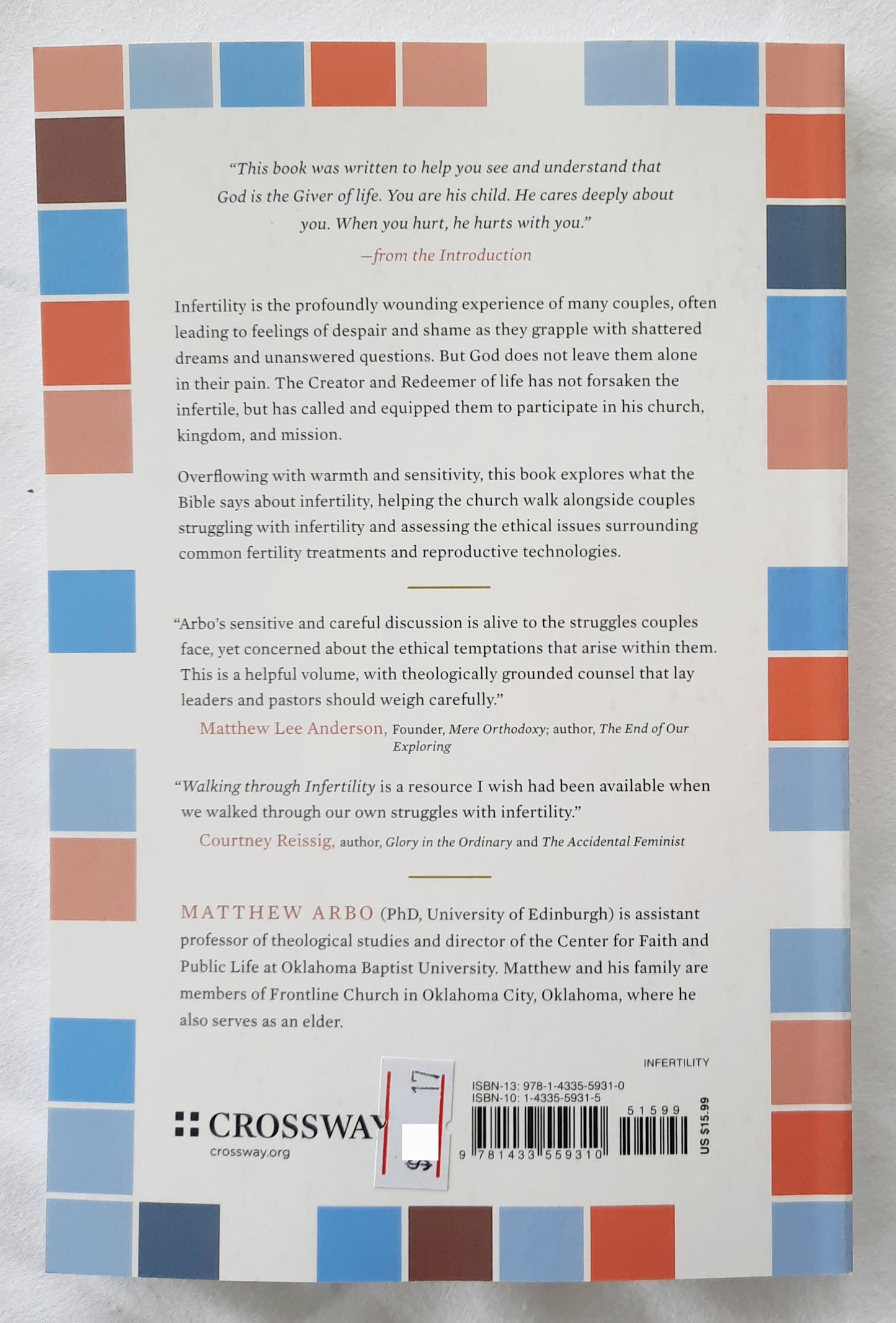 Walking Through Infertility by Matthew Arbo (New, 2018, Pbk, 116 pages, Crossway)