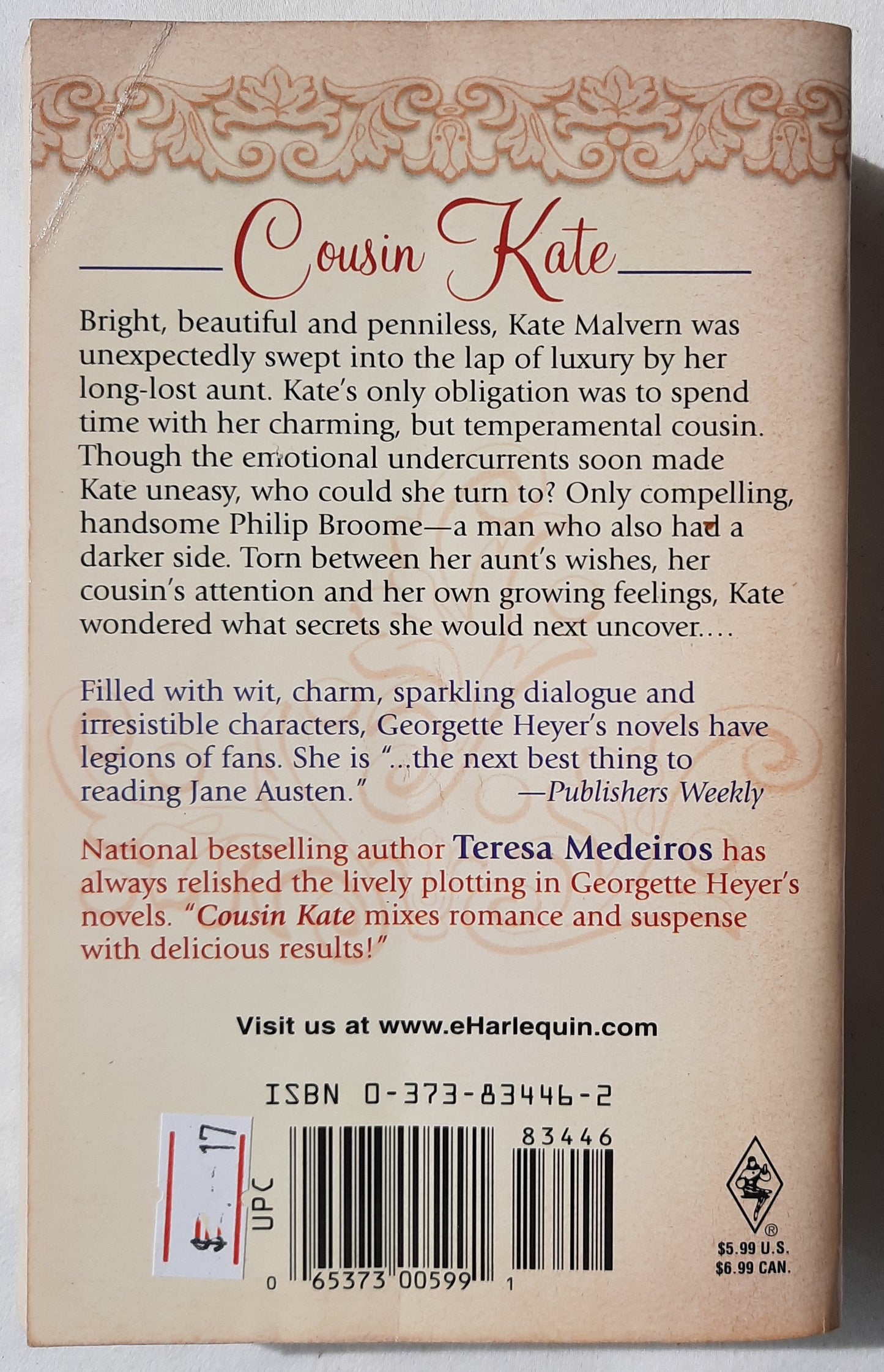 Cousin Kate by Georgette Heyer (Good, 2000, Pbk, 403 pages, Harlequin)