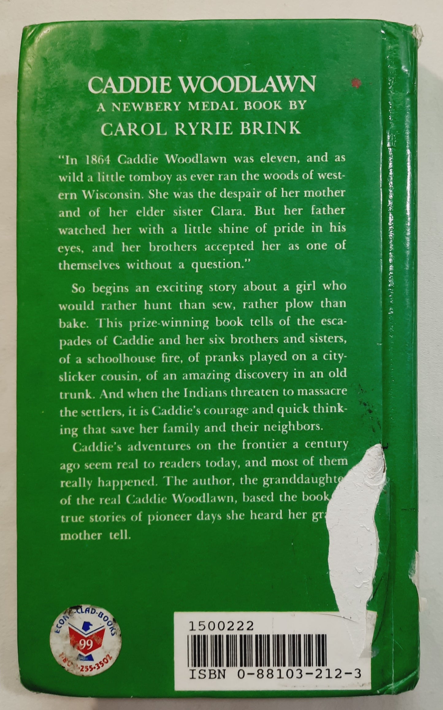 Caddie Woodlawn by Carol Ryrie Brink (Good, 1997, HC, 242 pages, Aladdin)