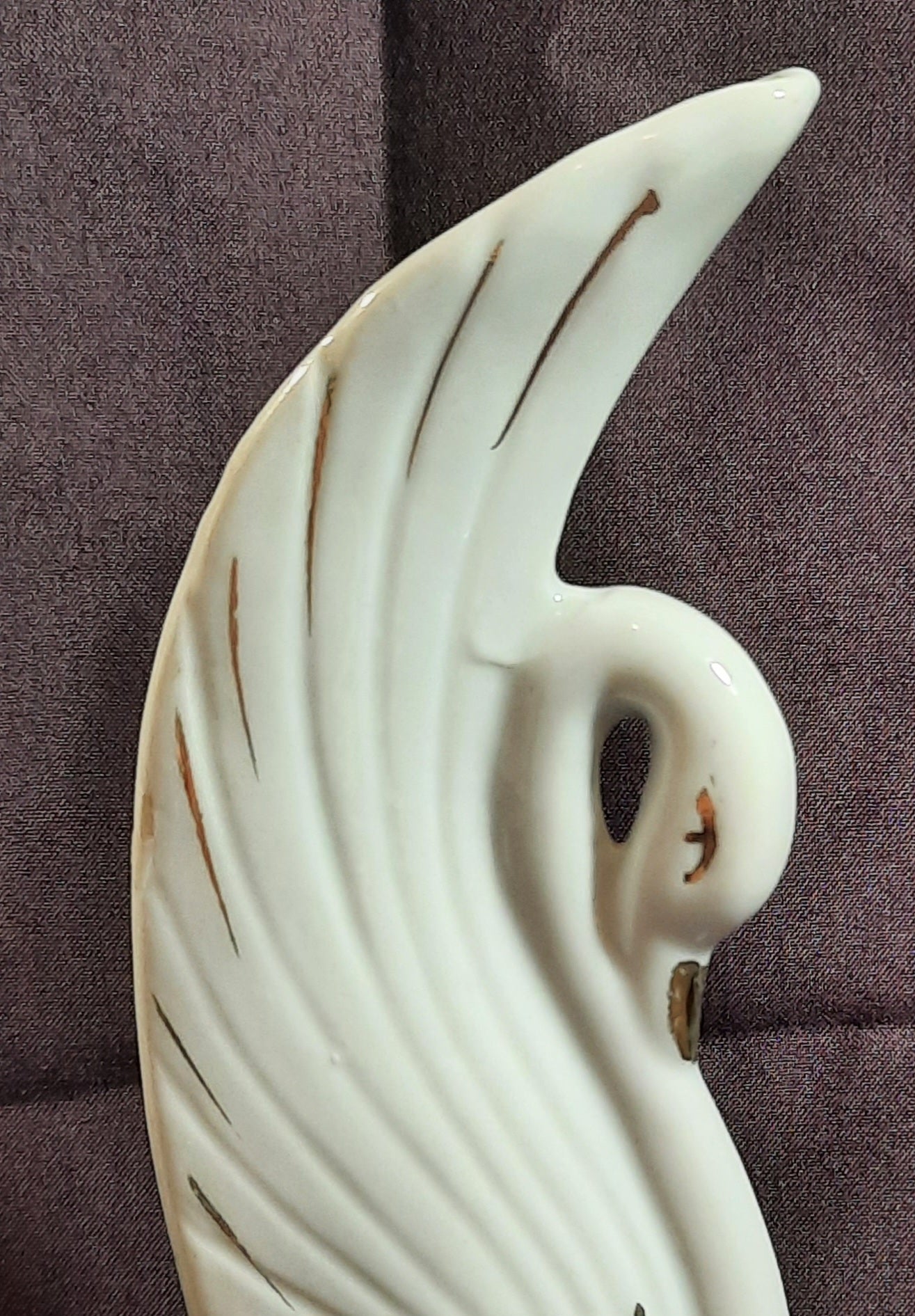 Vintage Porcelain Swan Bud Vase with Gold trim Made in China 6"