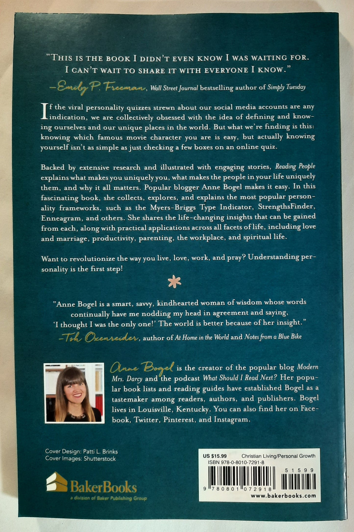 Reading People: How Seeing the World Through the Lens of Personality Changes Everything by Anne Bogel (New, 2017, Pbk, 217 pages, Baker Books)