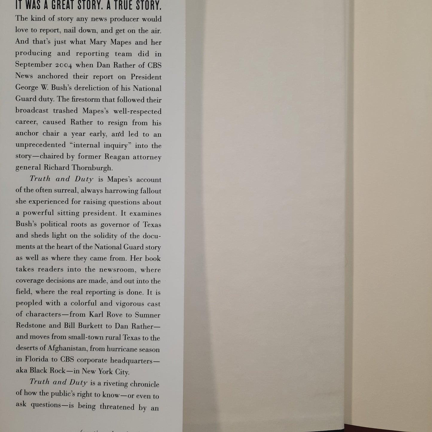 Truth and Duty: The Press, the President, and the Privilege of Power by Mary Mapes (Very good, 2005, HC, 371 pages, St. Martin's Press)