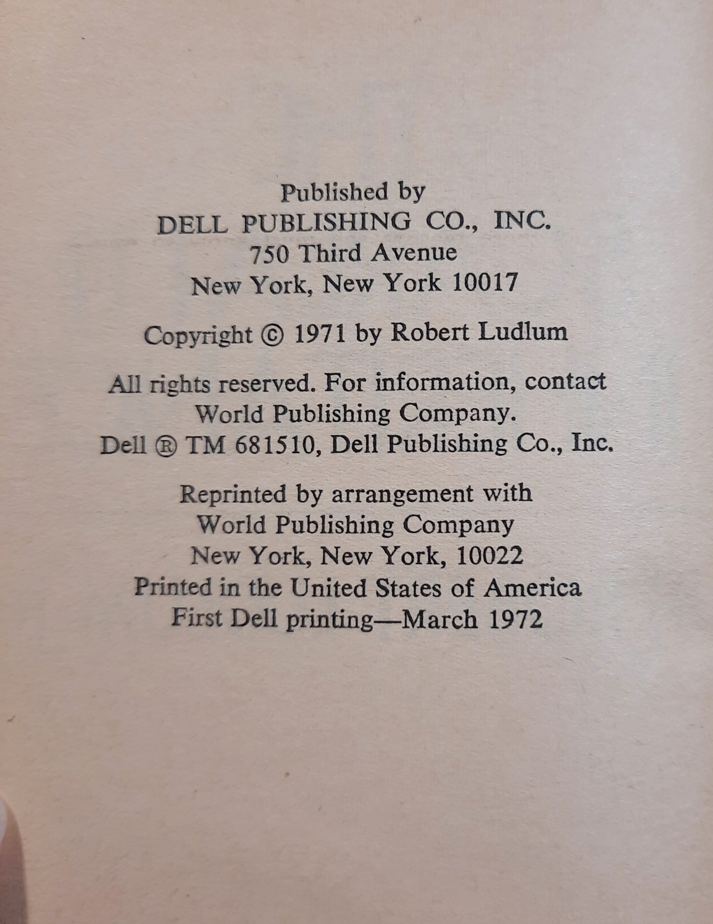 The Scarlatti Inheritance by Robert Ludlum (Good, 1972, Pbk, 354 pages, Dell)