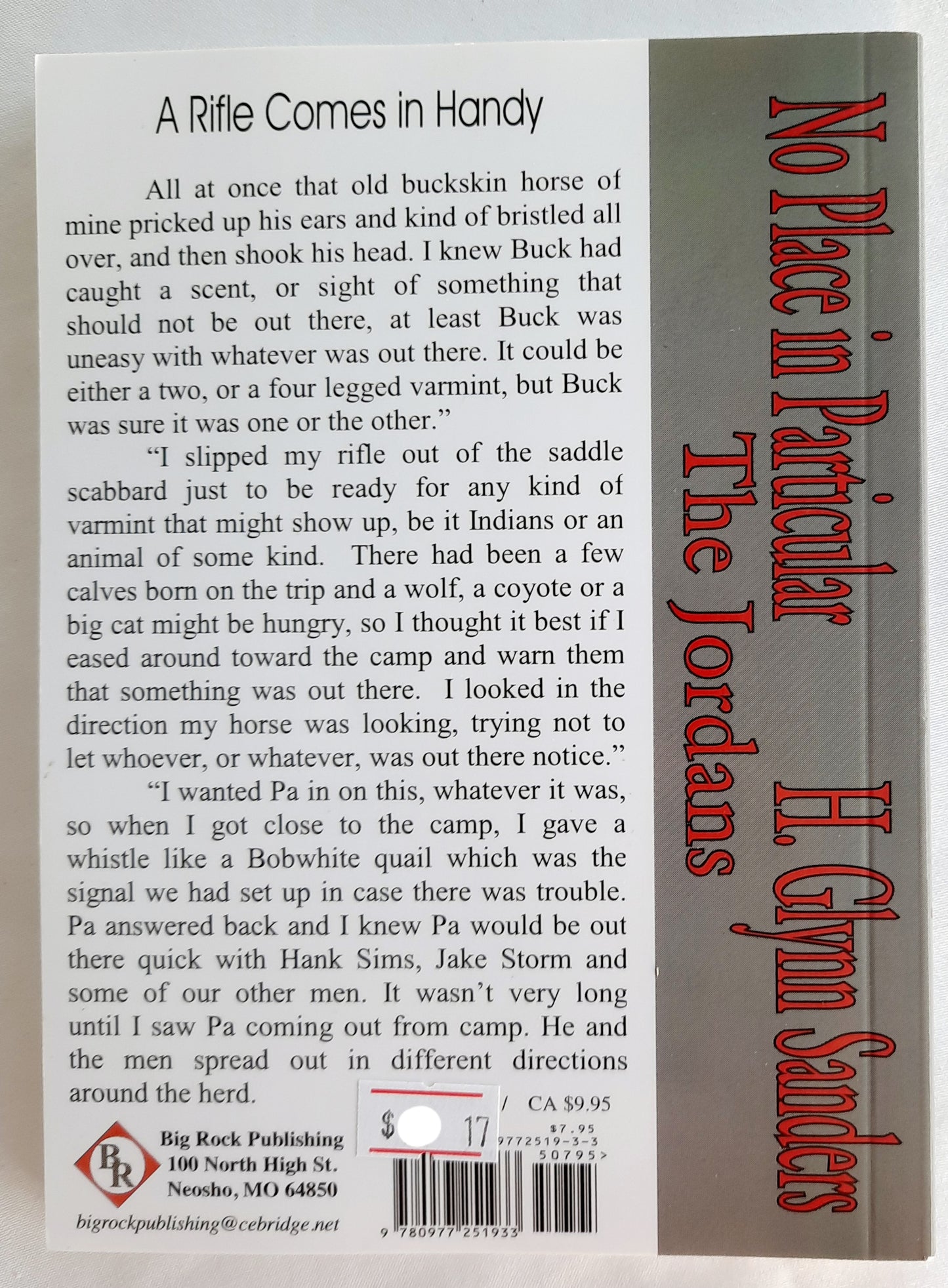 No Place in Particular by H. Glynn Sanders (The Jordans, Very good, 2006, Pbk, 152 pages, Big Rock Publishing)