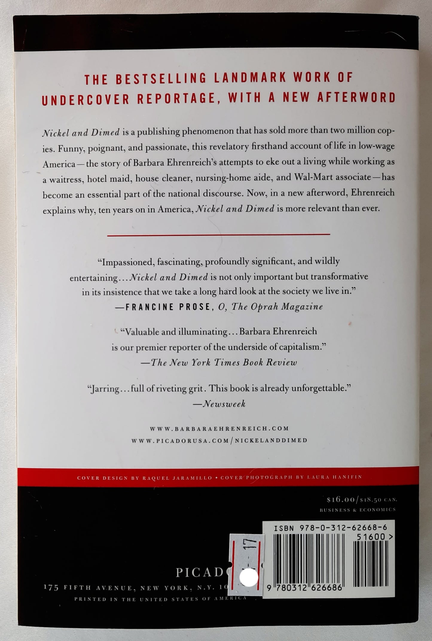 Nickel and Dimed: On (Not) Getting By in America by Barbara Ehrenreich (Very Good, 2011, Pbk, 244 pages, Picador)