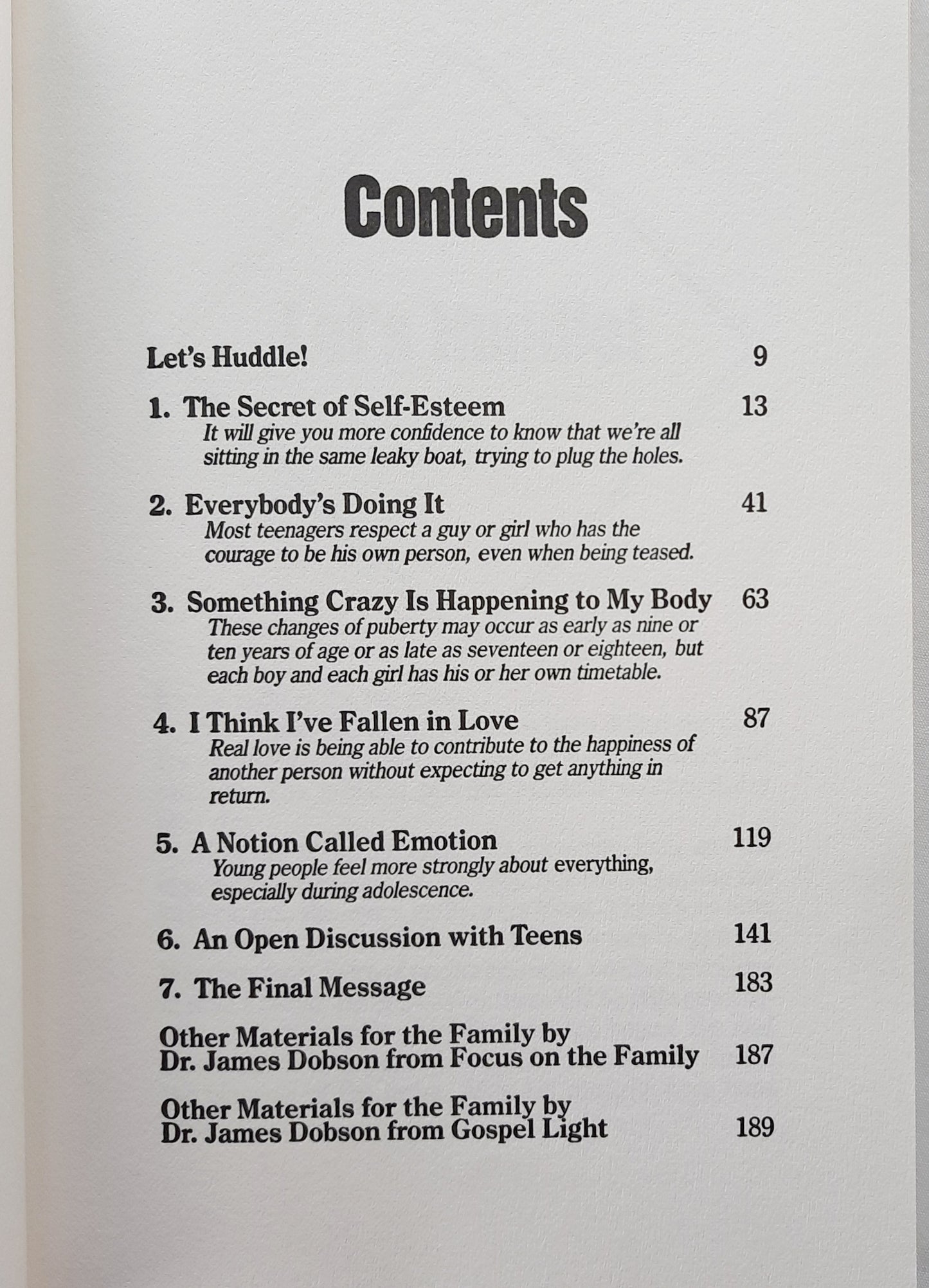 Preparing for Adolescence: How to Survive the Coming Years of Change by Dr. James Dobson (Very good, 1989, Pbk, 186 pages, Regal)