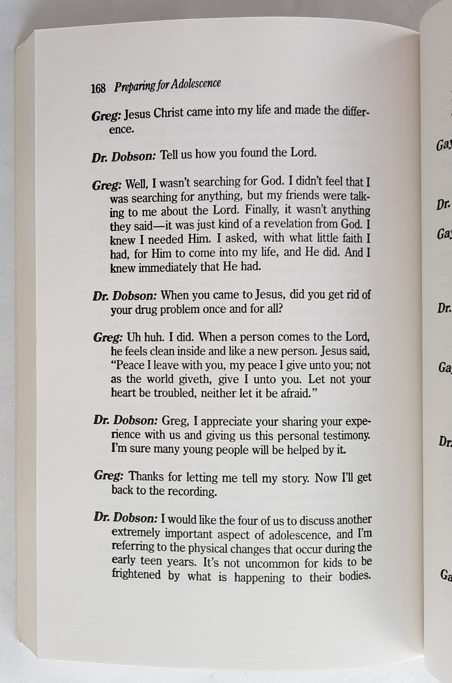 Preparing for Adolescence: How to Survive the Coming Years of Change by Dr. James Dobson (Very good, 1989, Pbk, 186 pages, Regal)