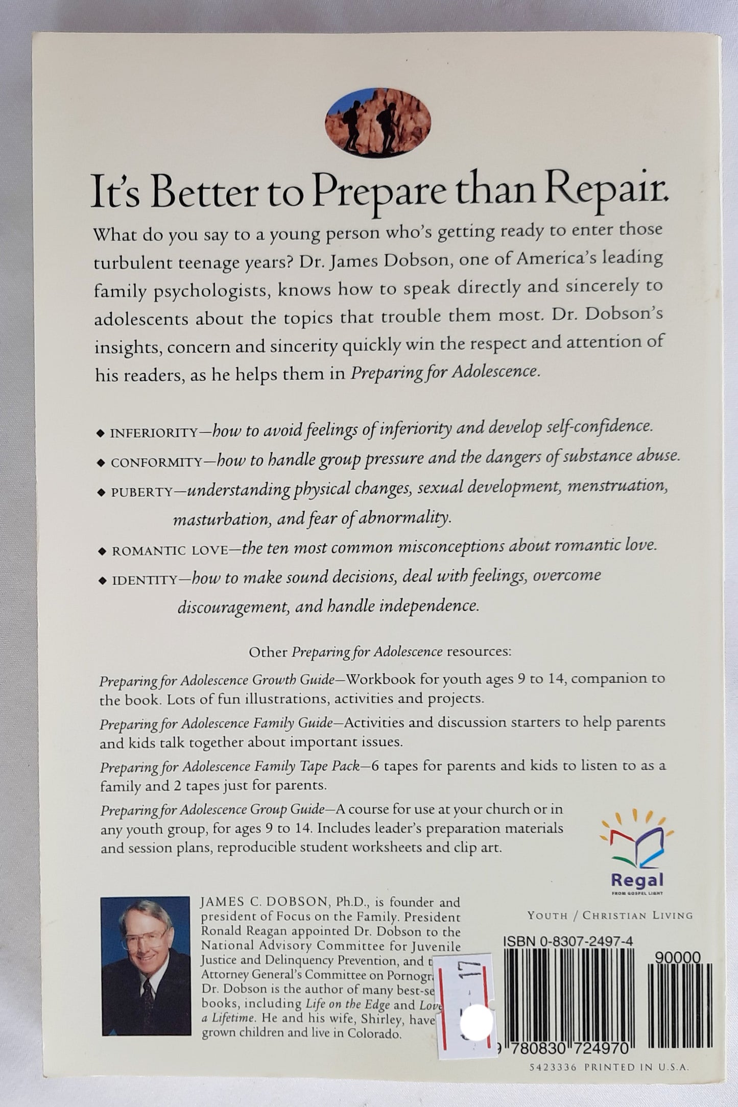 Preparing for Adolescence: How to Survive the Coming Years of Change by Dr. James Dobson (Very good, 1989, Pbk, 186 pages, Regal)