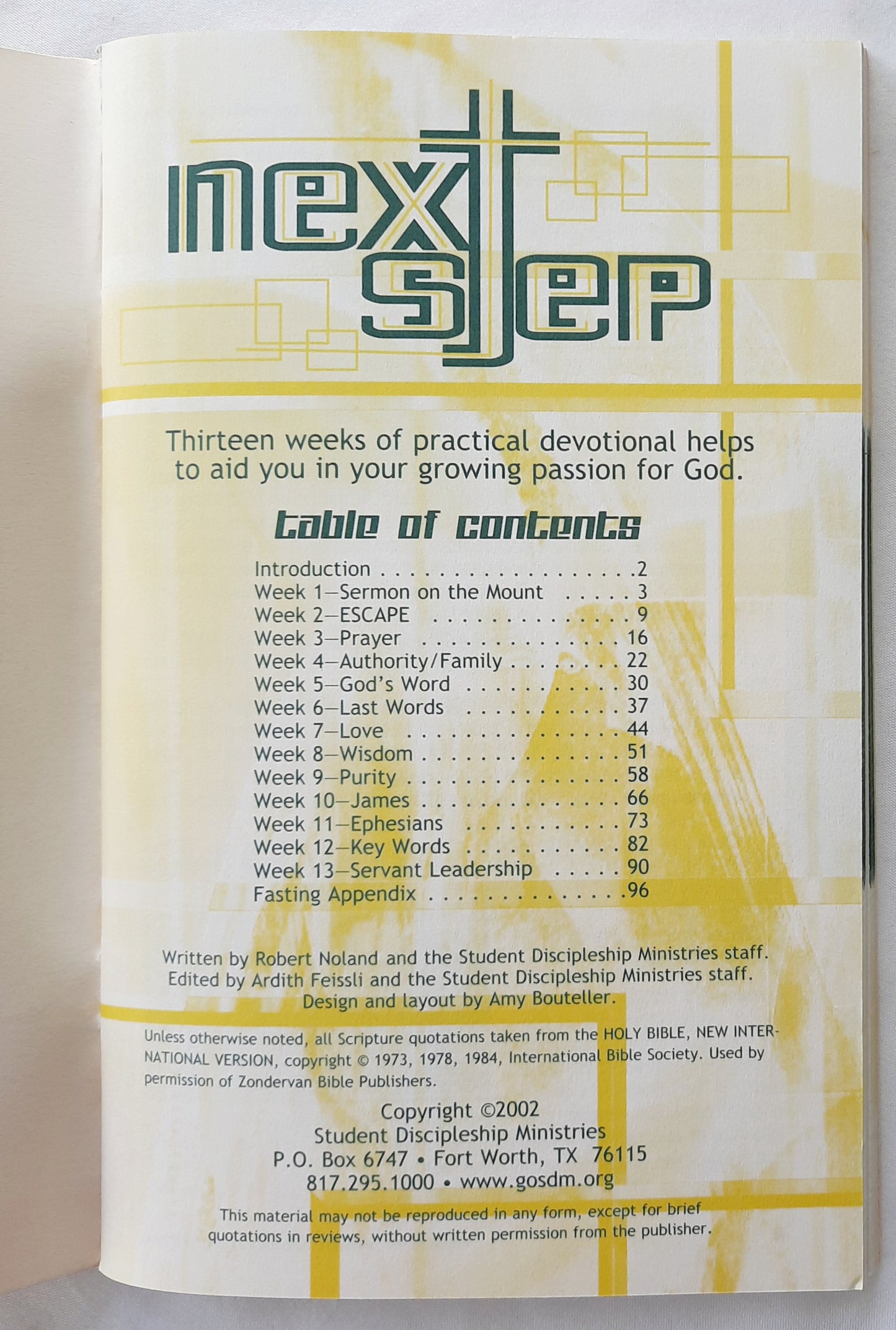Next Step: Daily Devotional Guides Series 1 by Robert Noland (Very good, 2002, Pbk, 96 pages, Student Discipleship Ministries)
