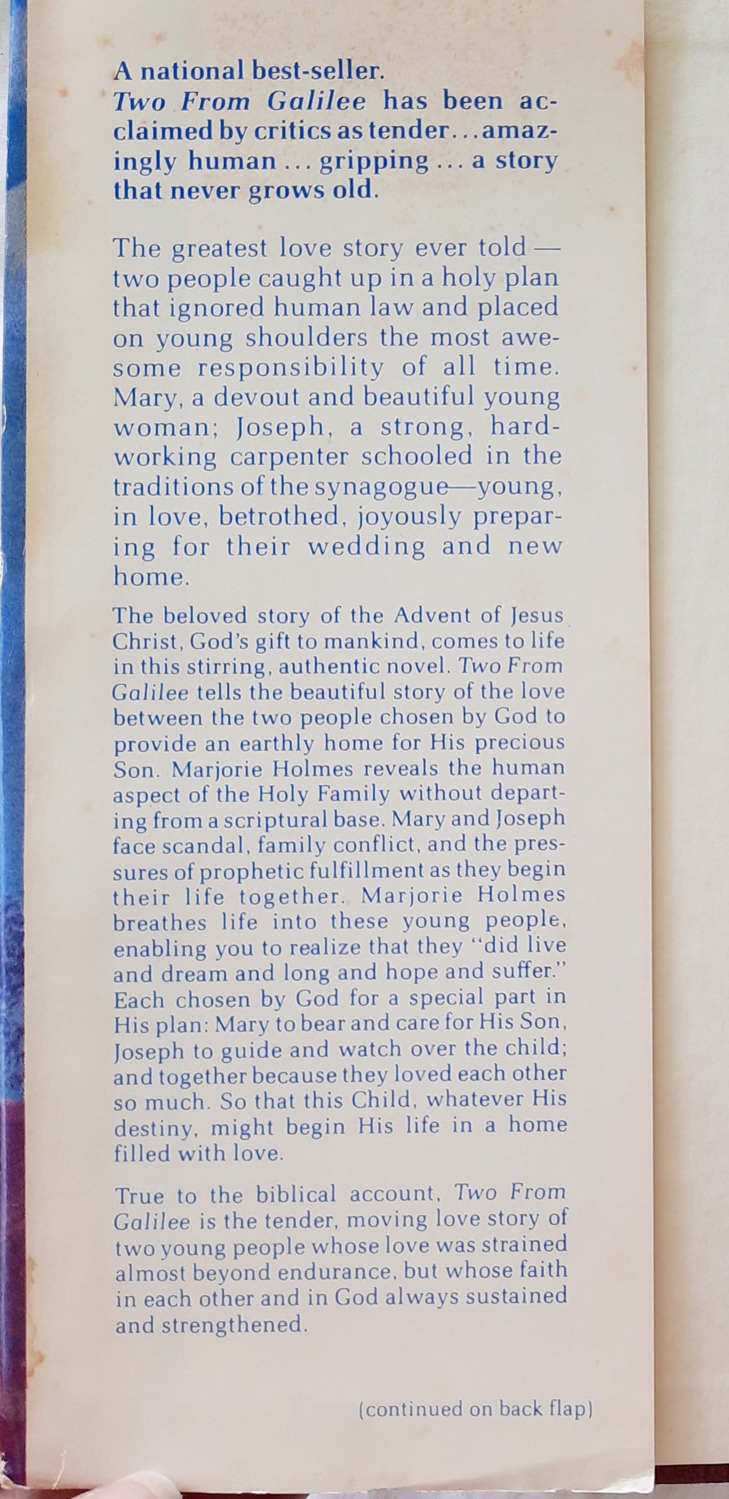 Two From Galilee by Marjorie Holmes (Good, 1972, HC, 223 pages, Spire Books)