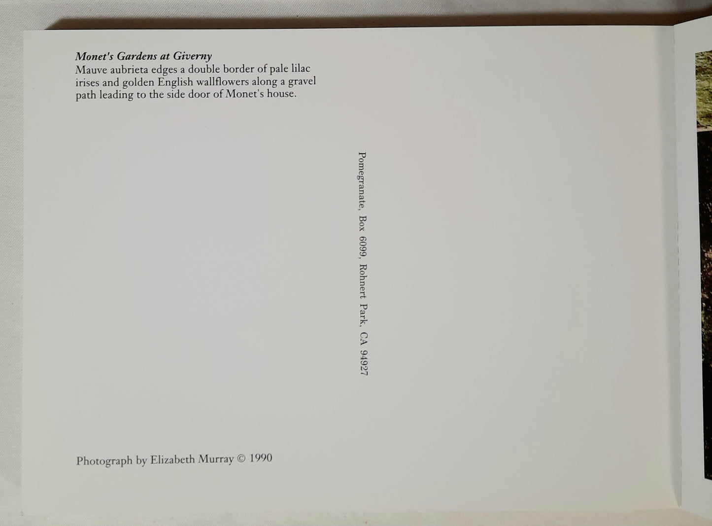 Monet's Gardens at Giverny: A Book of Postcards by Elizabeth Murray (Very good, 1990, Pbk, 30 pages, Pomegranate Artbooks)