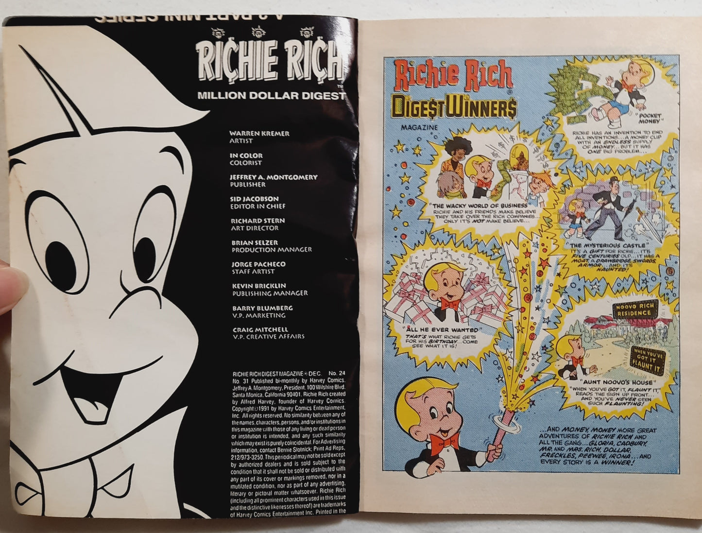 Richie Rich Million Dollar Digest Magazine by Harvey Classics (Very Good, Dec. No. 24 1991)