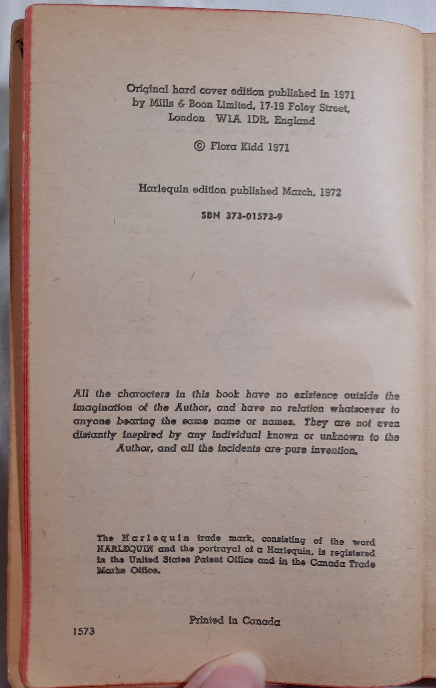 Love Is Fire by Flora Kidd (Good, 1972, Pbk, 189 pages, Harlequin Romance)