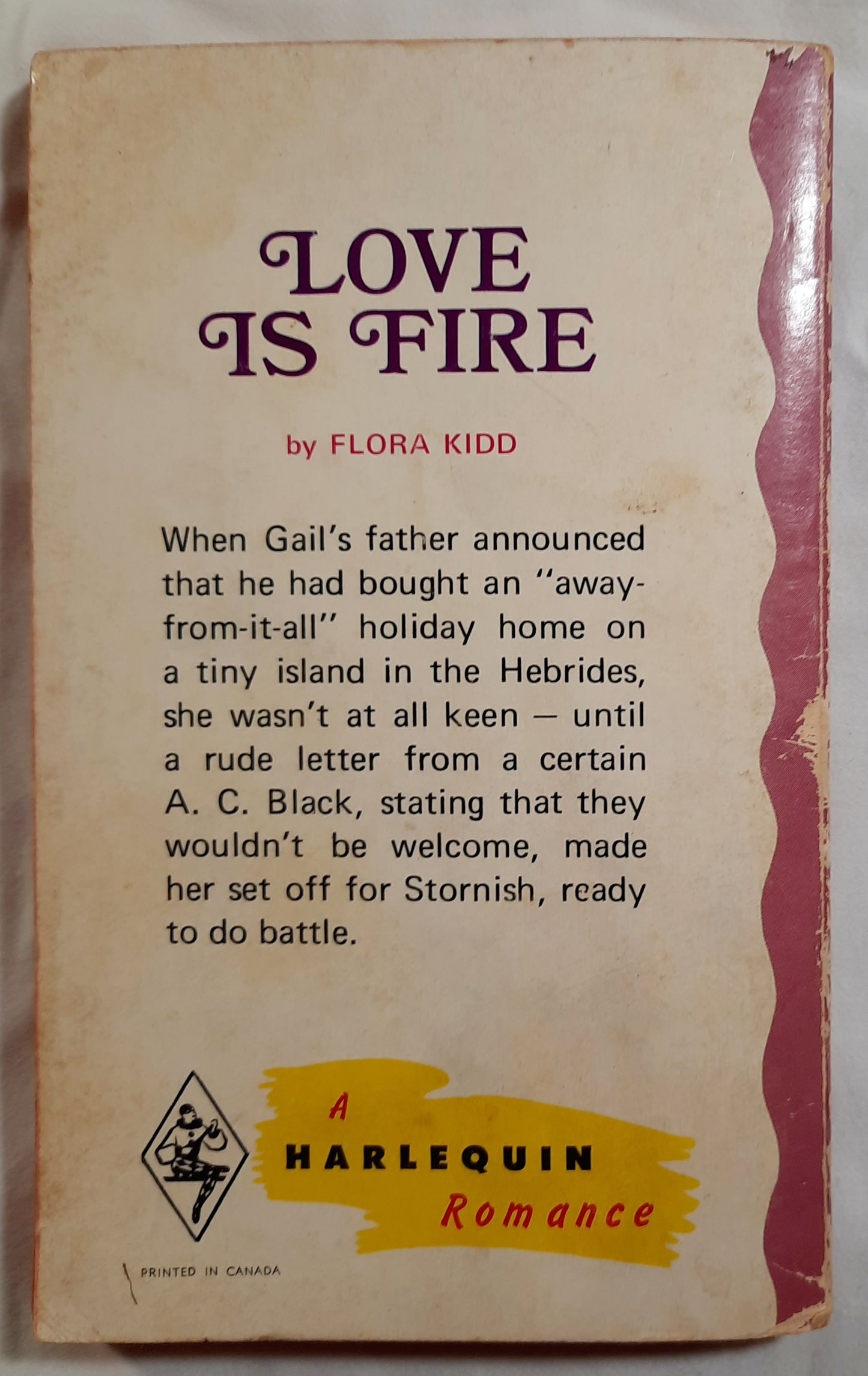 Love Is Fire by Flora Kidd (Good, 1972, Pbk, 189 pages, Harlequin Romance)