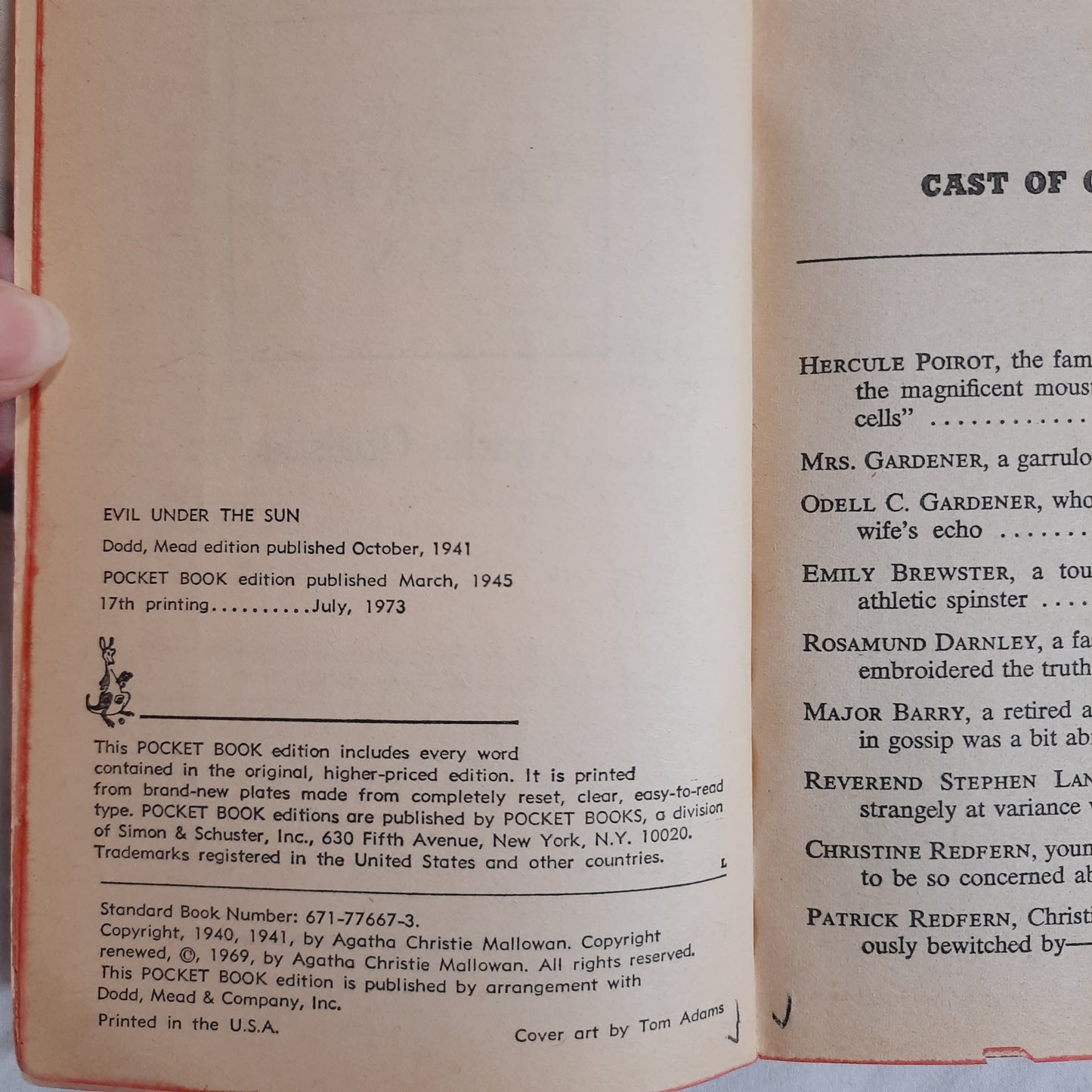 Evil Under the Sun by Agatha Christie (Hercule Poirot, Good, 1973, Pbk, 175 pages, Pocket Books)