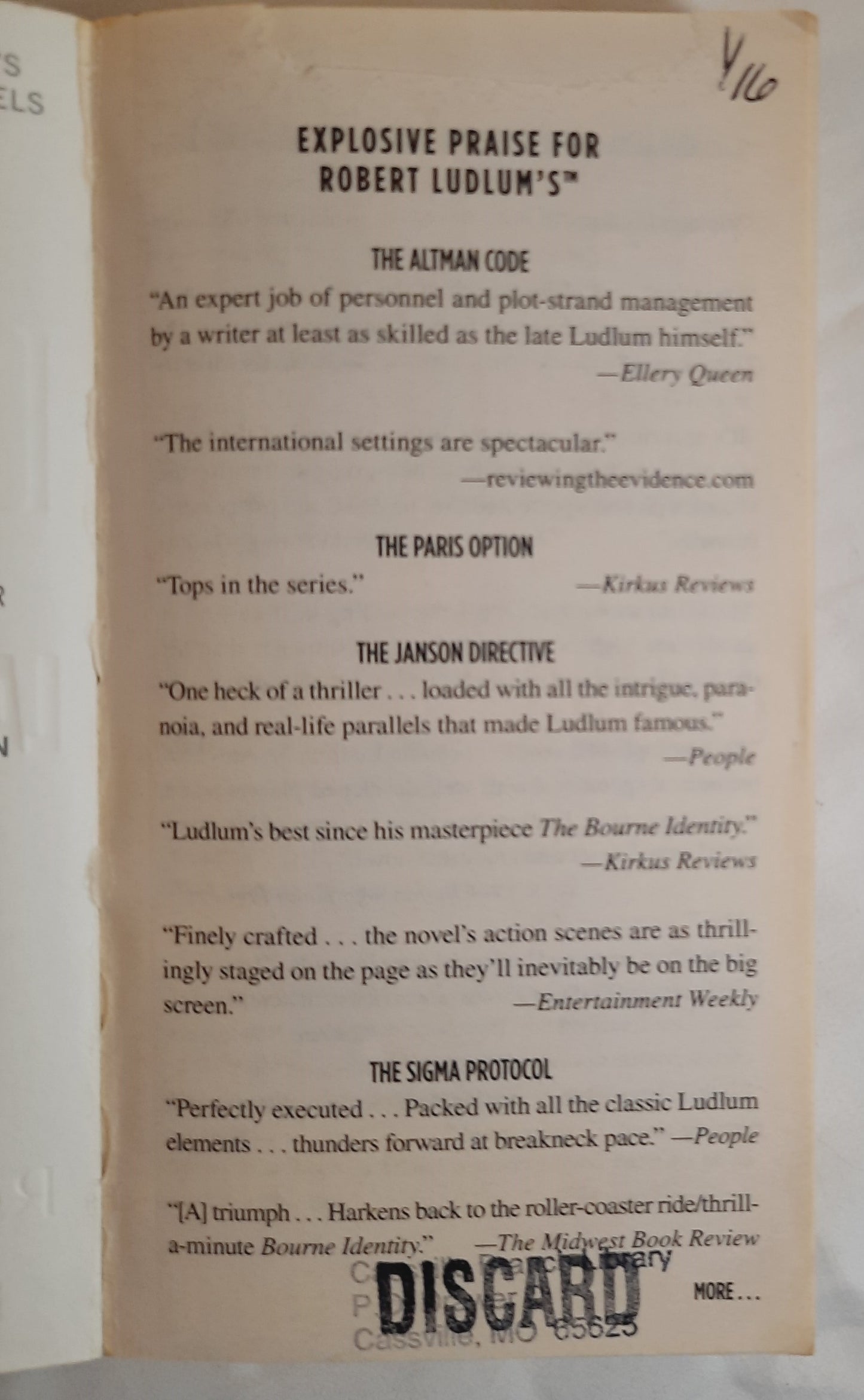 The Lazarus Vendetta by Robert Ludlum (A Covert-One novel, Very Good, 2004, Pbk, 517 pages, St. Martin's Press)
