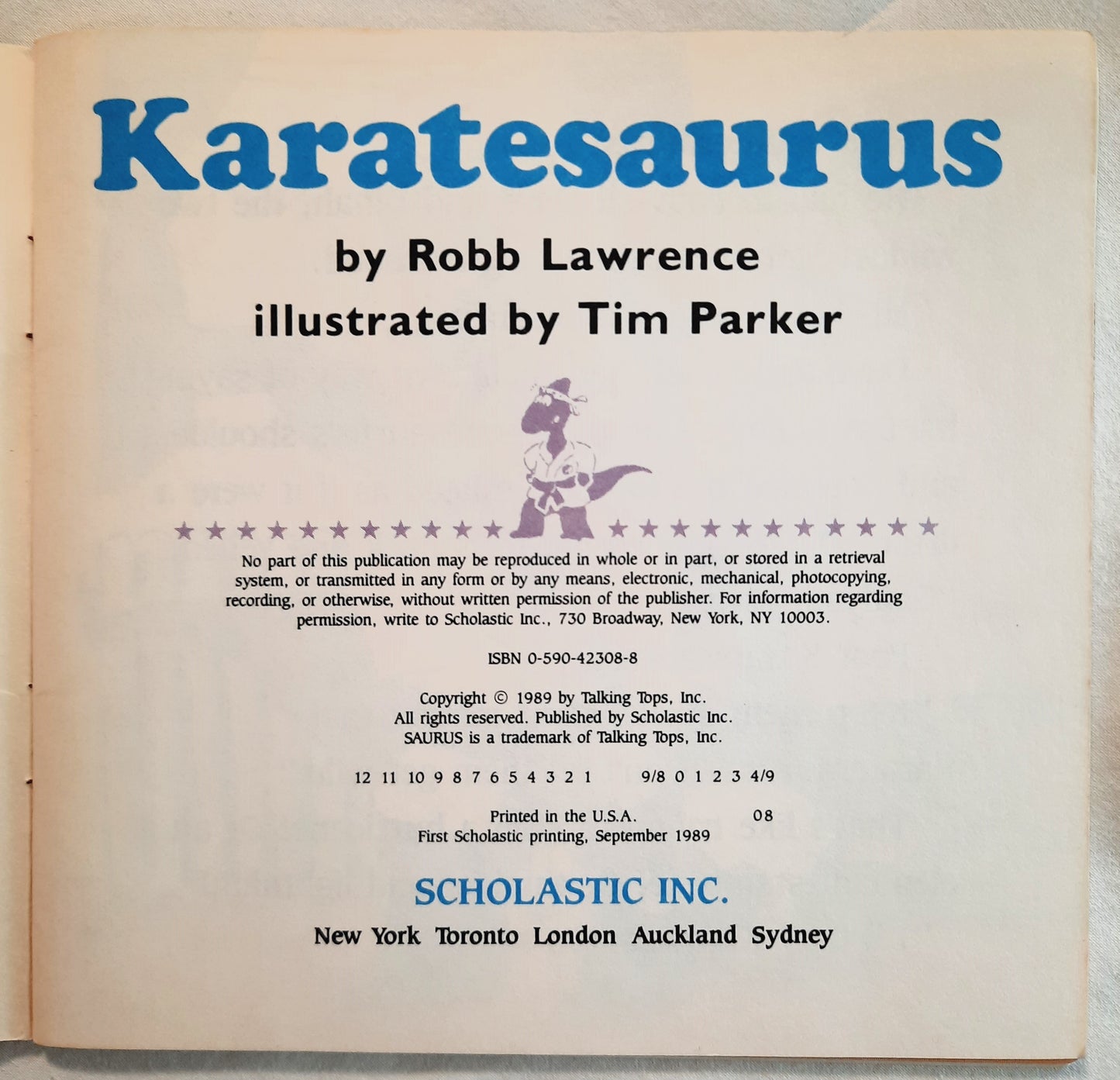 Karatesaurus by Cliff Galbraith (Very good, 1989, Pbk, 32 pages, Scholastic, Collectible)