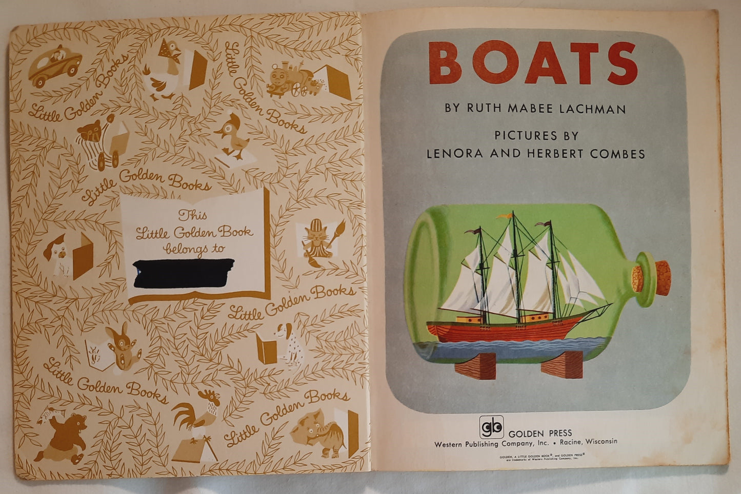 Boats by Ruth Mabee Lachman; Lenora & Herbert Combes (Good, 1972, HC, Golden Press)