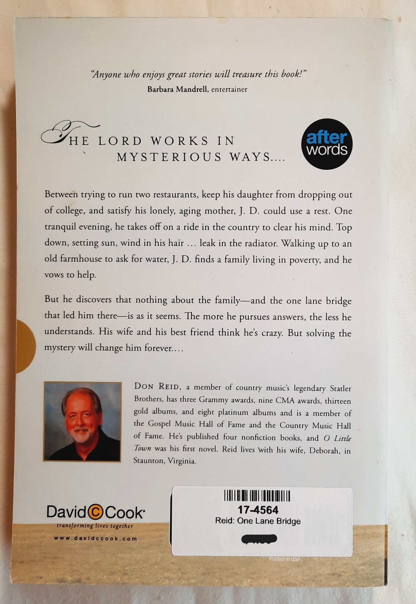 One Lane Bridge by Don Reid (Very good, 2010, Pbk, 318 pages, David C. Cook)