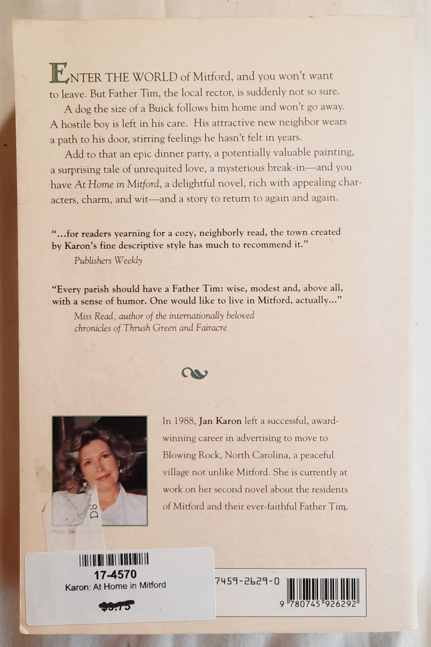 At Home in Mitford #1 by Jan Karon (Mitford Years, Very Good, 1994, Pbk, 446 pages, Lion Publishing)