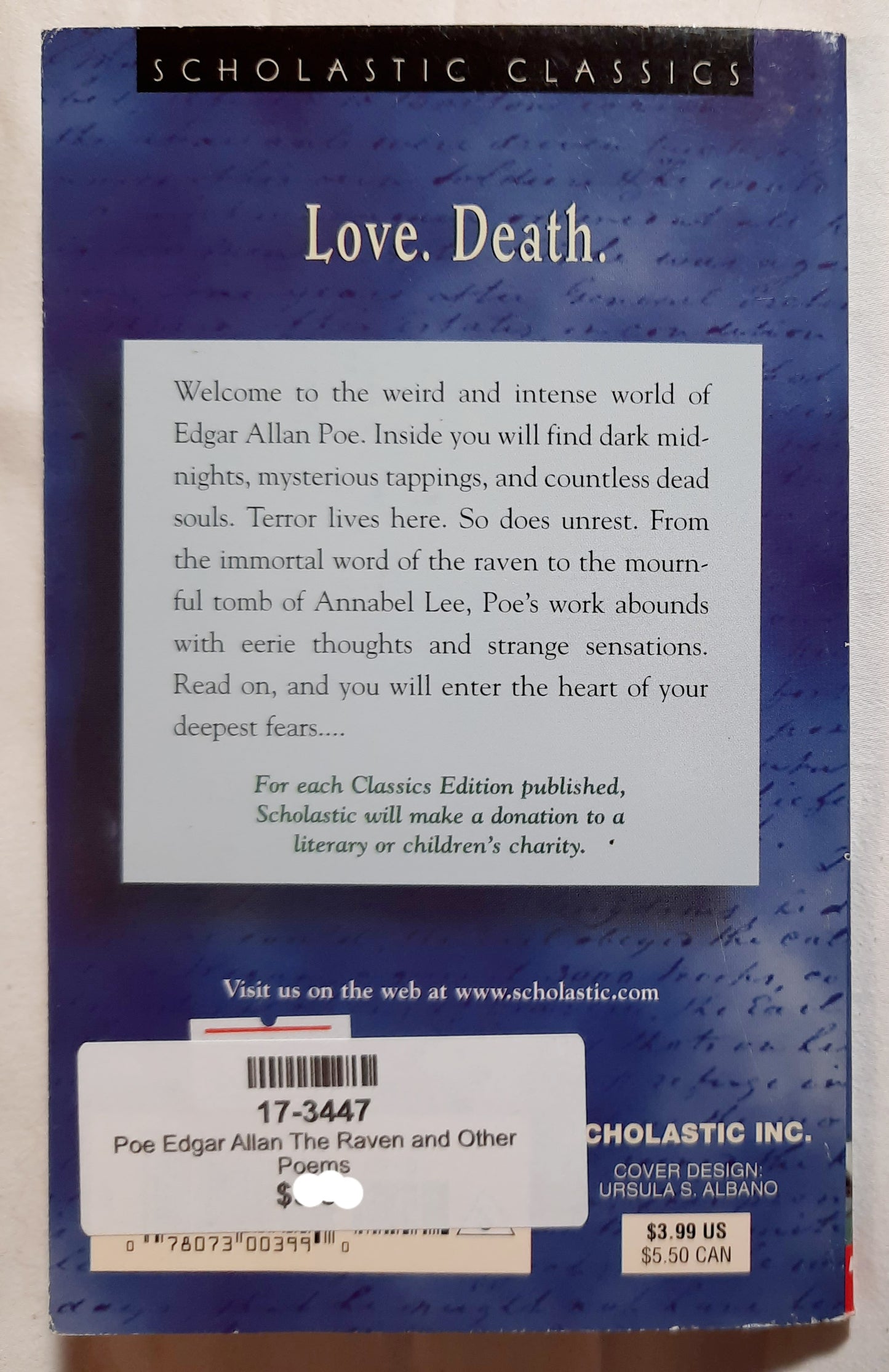 The Raven and Other Poems by Edgar Allan Poe (Good, 2002, Pbk, 80 pages, Scholastic)