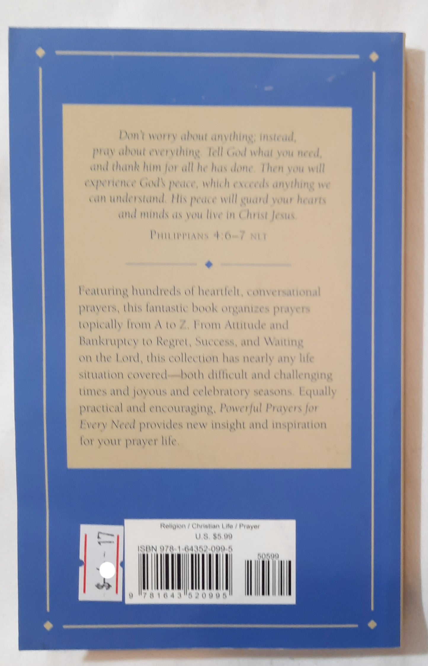 Powerful Prayers for Every Need: 500 Prayers for Every Season of Life by Rebecca Currington (New, 2019, Pbk, 192 pages, Barbour)