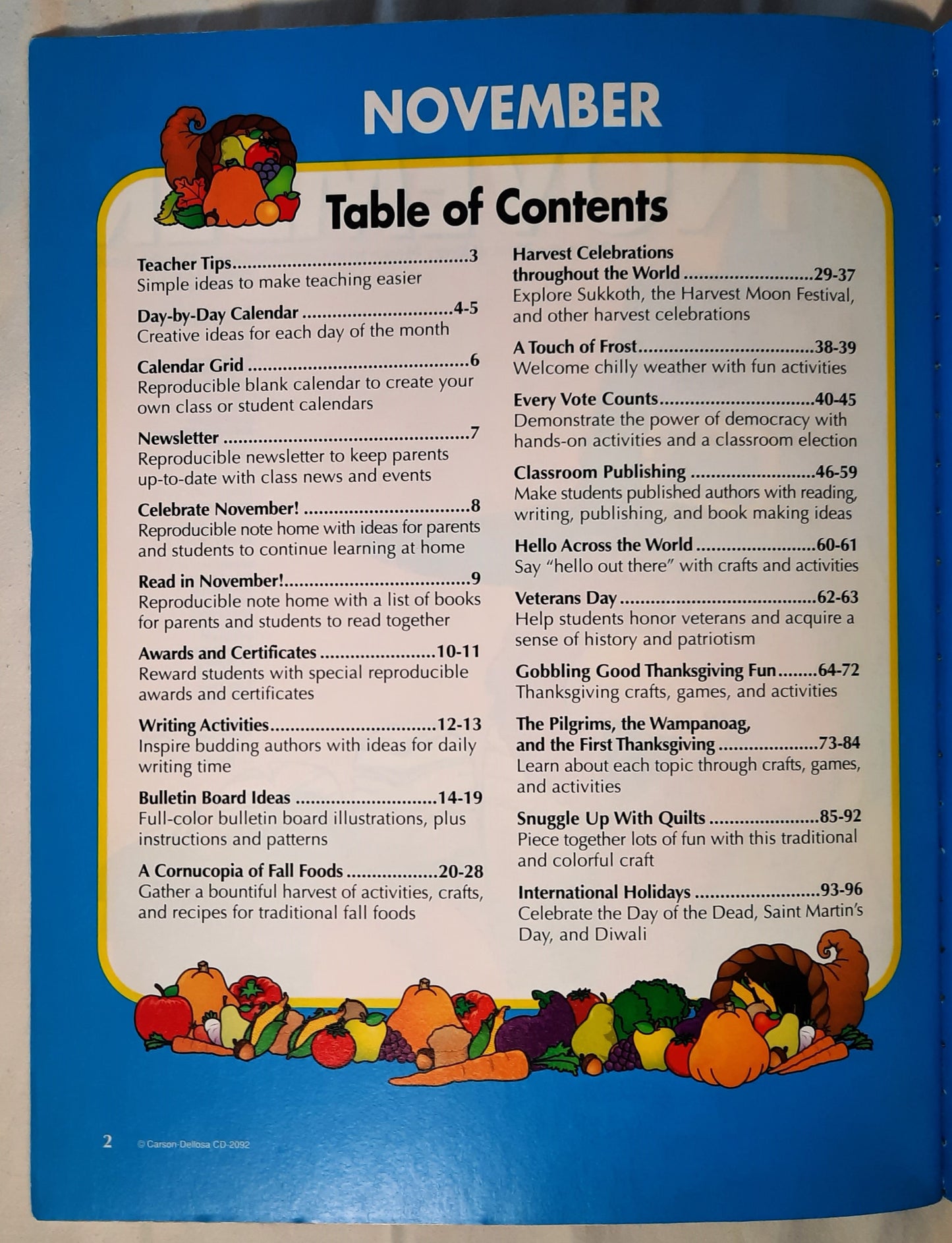 November: Full-Color Monthly Activities for Grades 1-3 by Lynette Pyne (Very good, 2000, Pbk, 98 pgs)