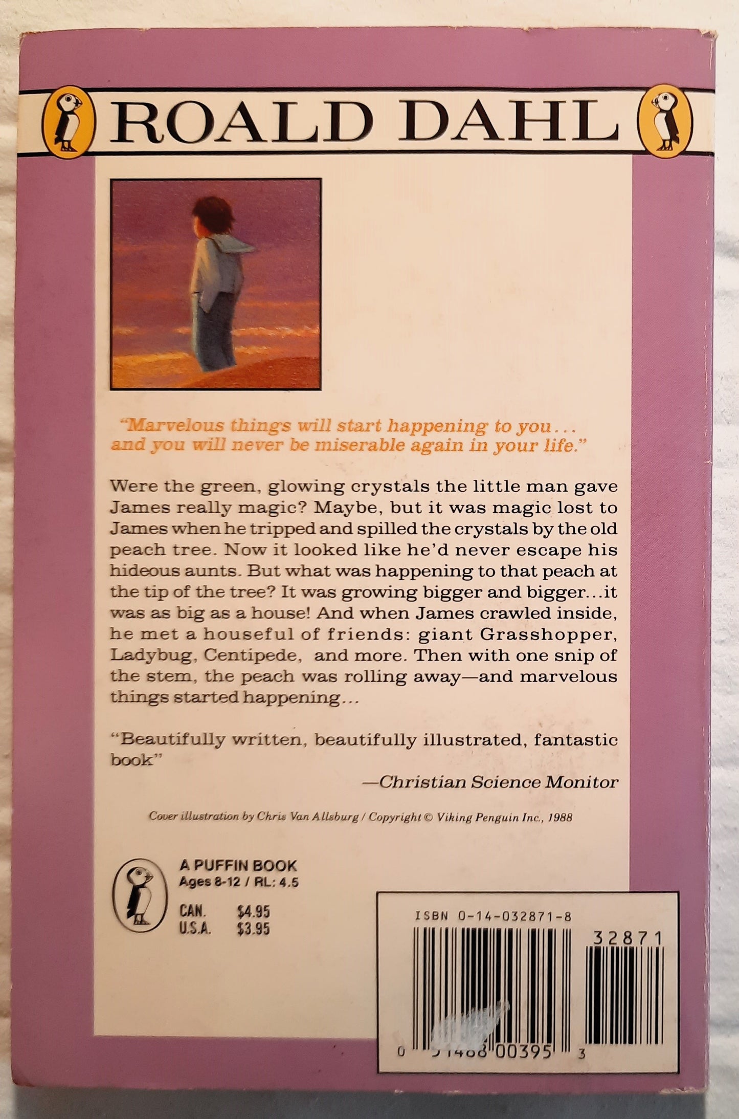 James and the Giant Peach by Roald Dahl (Very good, 1988, Pbk, 120 pages, Puffin Books)