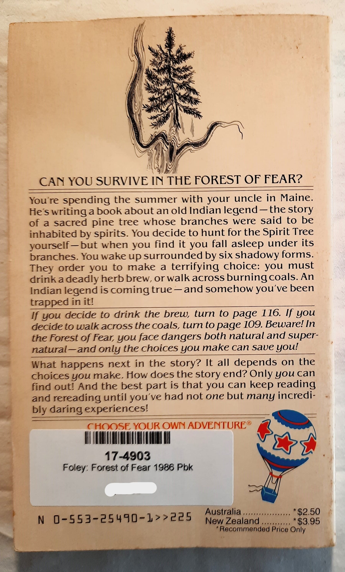 Forest of Fear by Louise Munro Foley (Choose Your Own Adventure, Good, 1986, Pbk, 117 pages, Bantam Books)