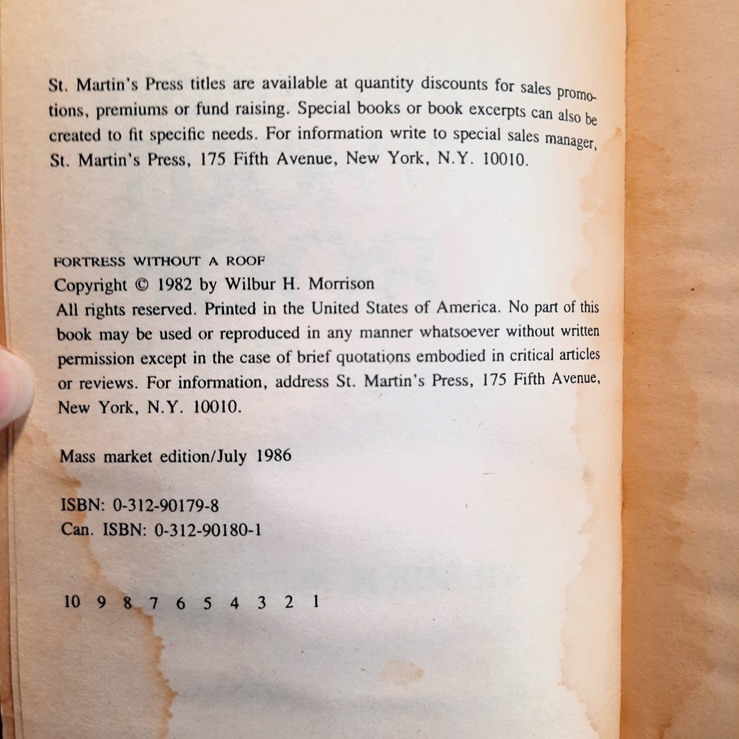 Fortress Without a Roof: The Allied Bombing of the Third Reich by Wilbur H. Morrison (Acceptable, 1986, Pbk, 418 pages, St. Martin's Press)