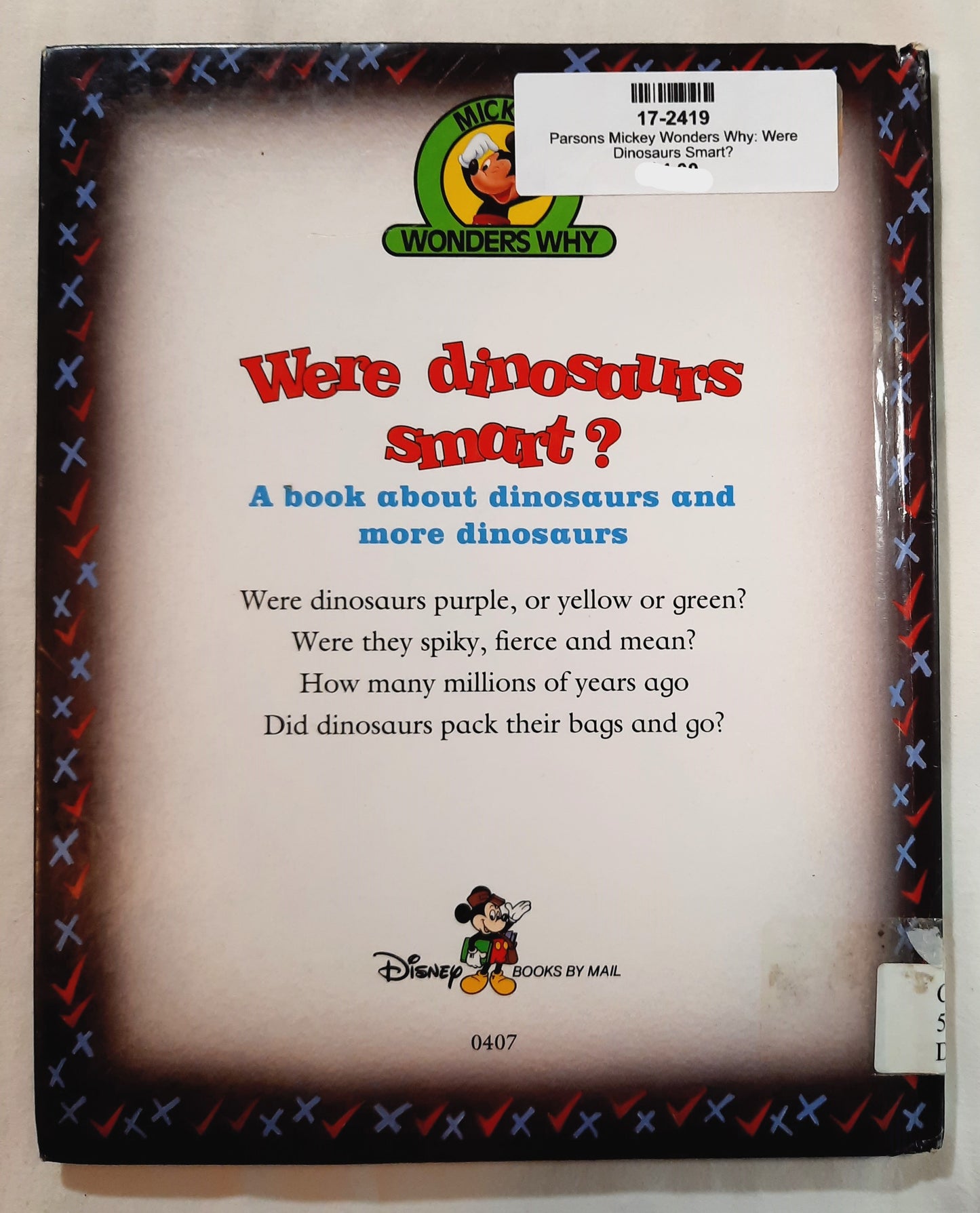 Mickey Wonders Why: Were Dinosaurs Smart? by Alexandra Parsons (Good, 1992, HC, 28 pages, Disney)