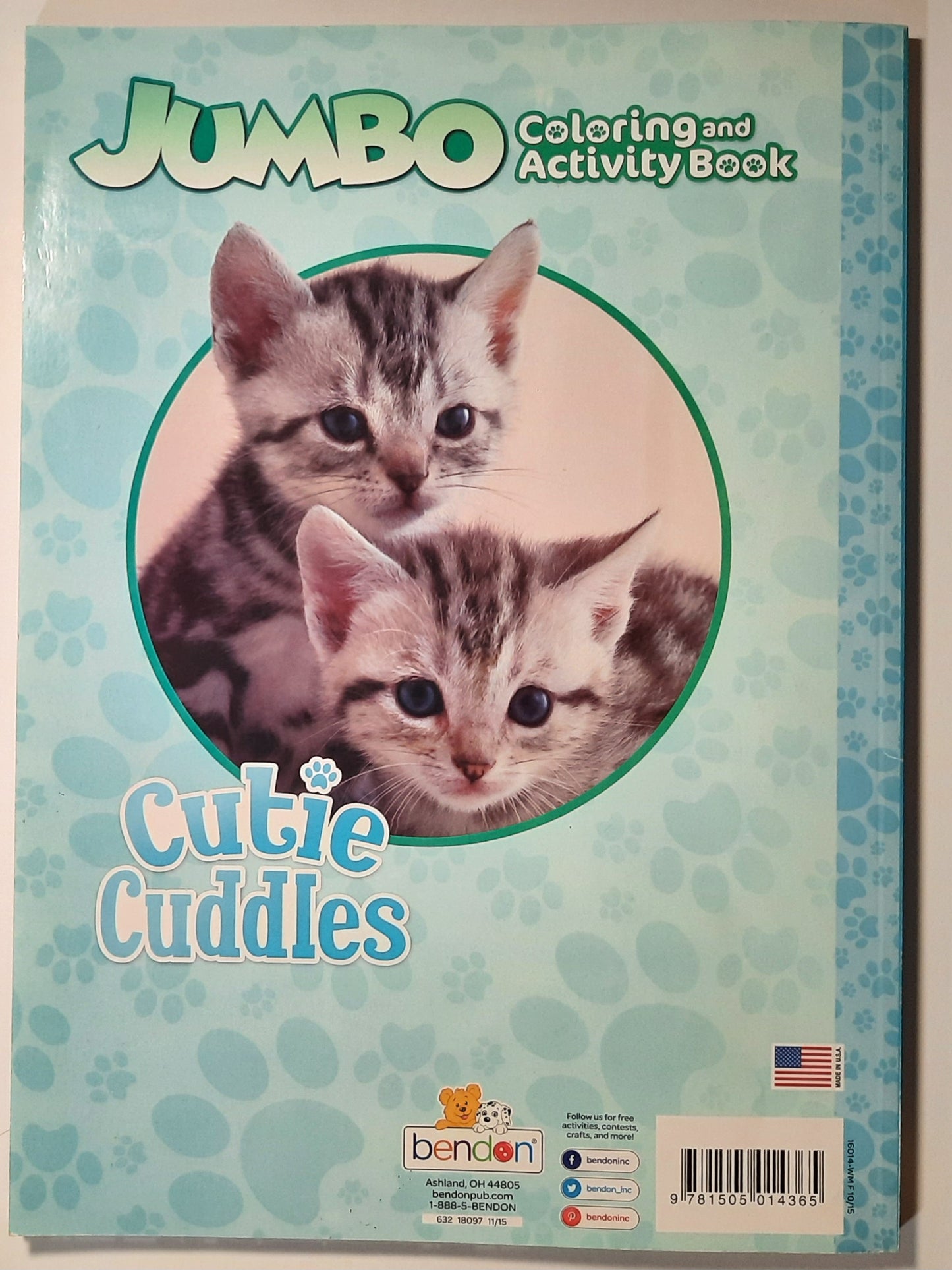Cutie Cuddles Jumbo Coloring & Activity Book (Very good, 2015, PBK, 78 pages, Bendon)