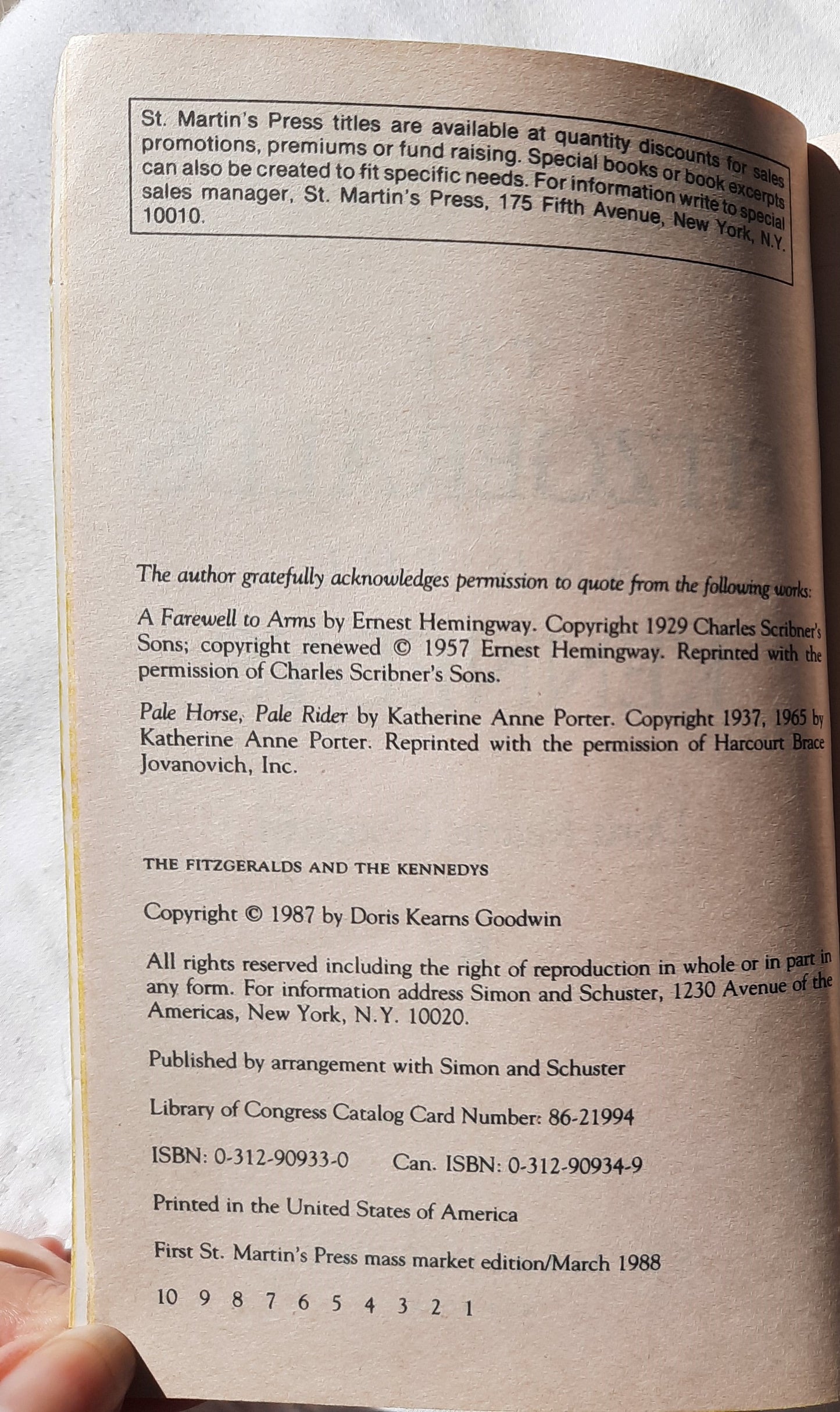 The Fitzgeralds and the Kennedys by Doris Kearns Goodwin (Good, 1988, Pbk, 1094 pgs, St. Martin's Press)