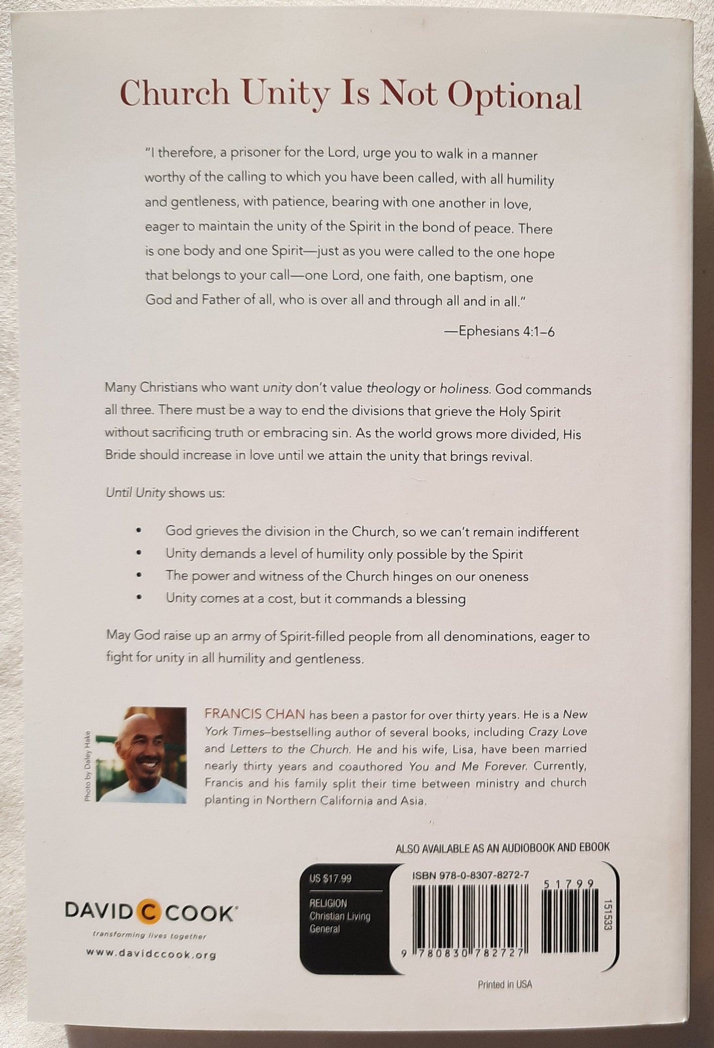 Until Unity by Francis Chan (New, 2021, Pbk, David C. Cook, 220 pages)