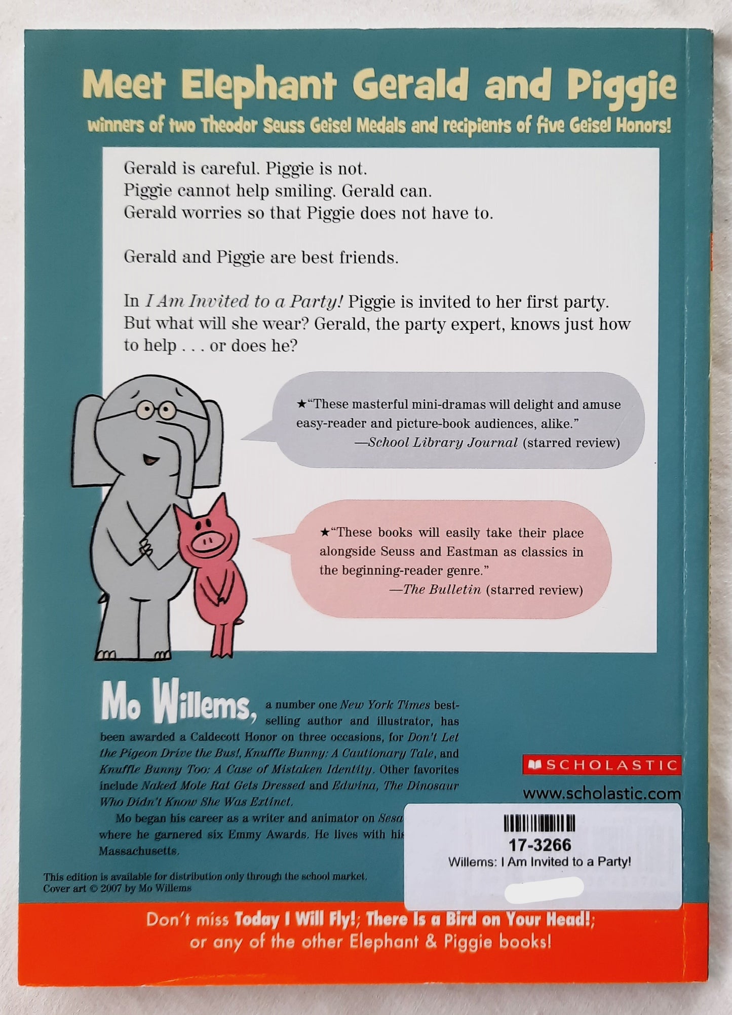 Elephant & Piggie: I Am Invited to a Party! by Mo Willems (New, 2012, Pbk, 64 pages, Scholastic)