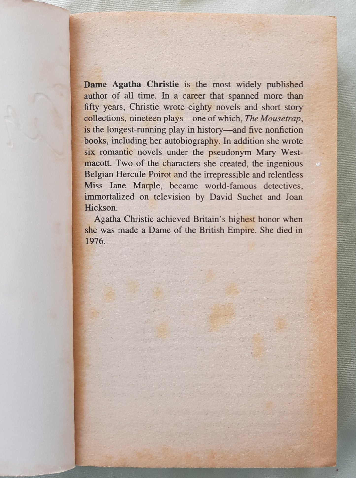 The Hollow by Agatha Christie (Hercule Poirot, Very good, 1984, Pbk, 264 pages, Berkley Books)