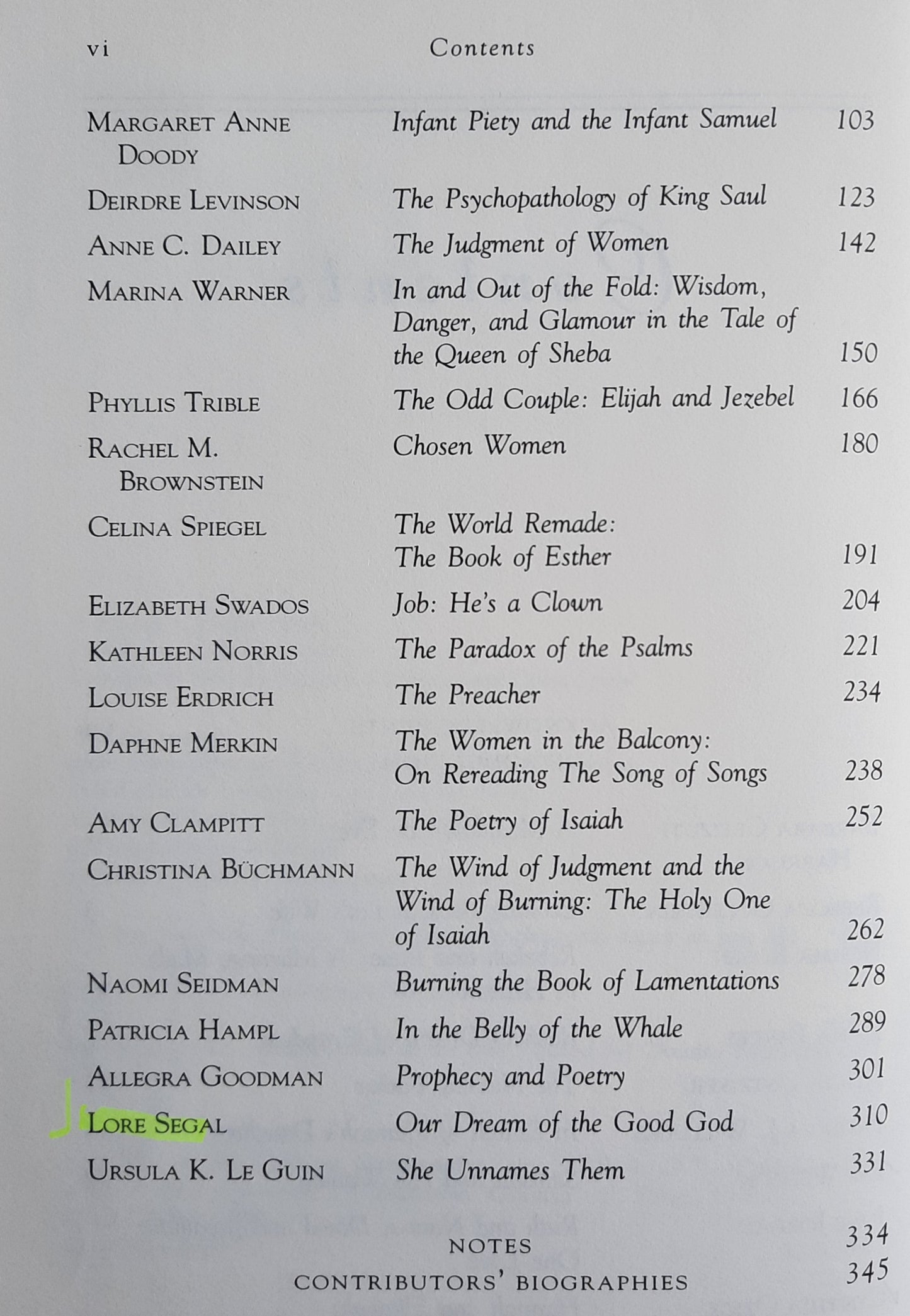 Out of the Garden: Women Writers on the Bible edited by Christina Buchmann; Celina Spiegel (Good, 1994, HC, 354 pages, Fawcett Columbine)