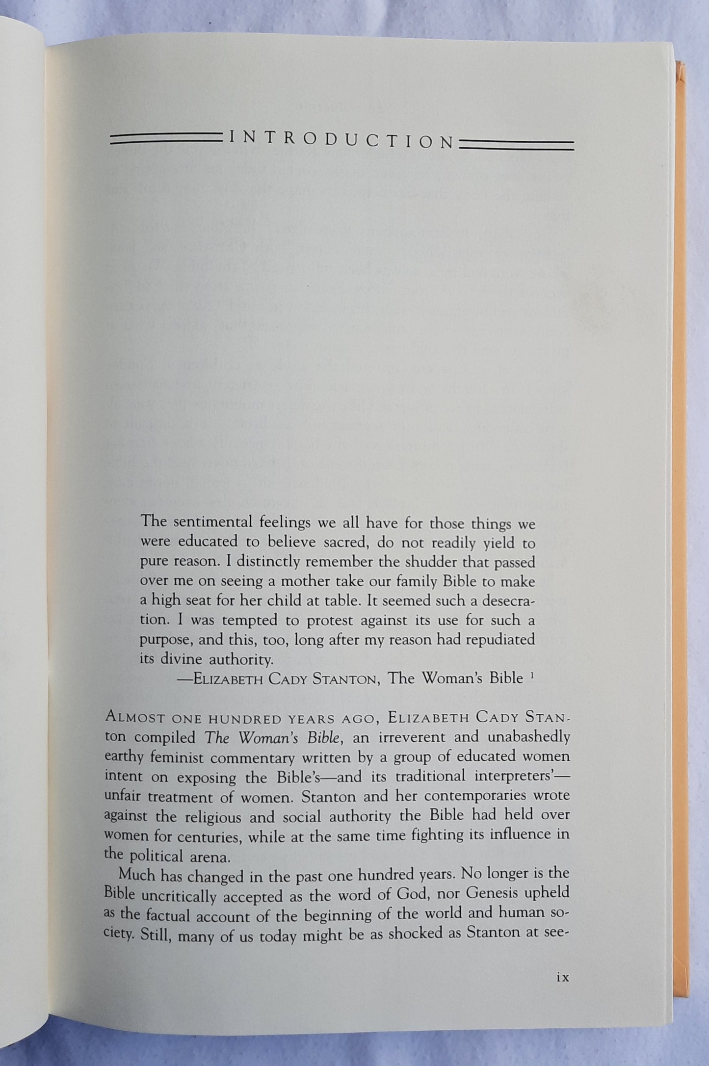 Out of the Garden: Women Writers on the Bible edited by Christina Buchmann; Celina Spiegel (Good, 1994, HC, 354 pages, Fawcett Columbine)