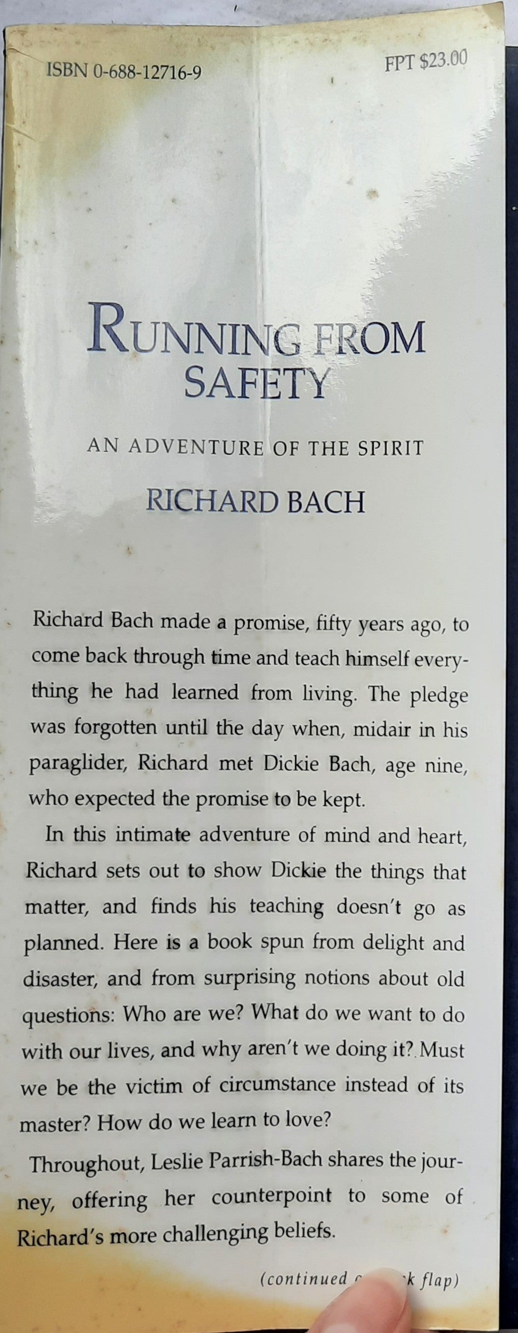 Running From Safety by Richard Bach (Good, 1994, HC, 274 pages, William Morrow and Company)