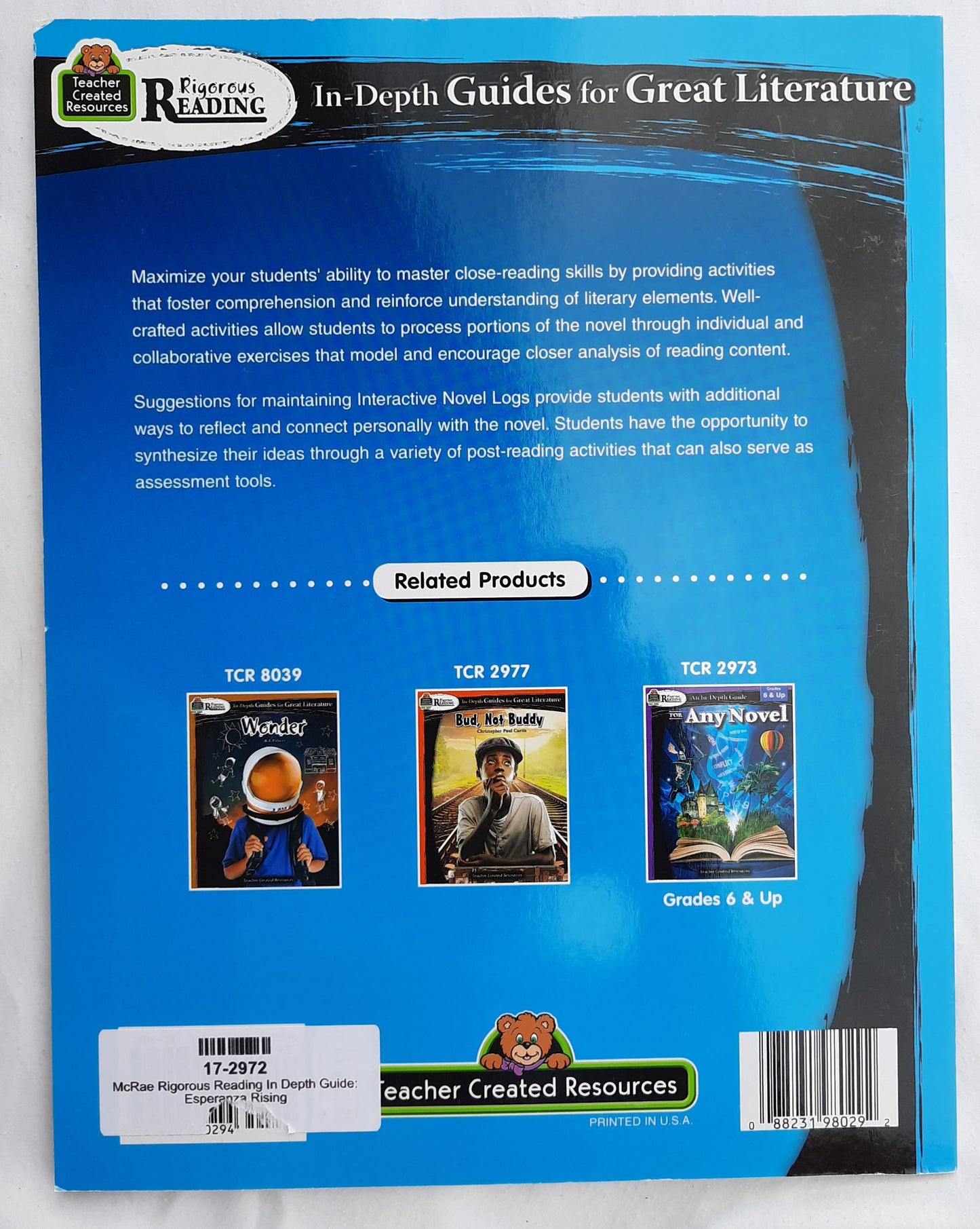Rigorous Reading In-Depth Guide: Esperanza Rising by Karen McRae (New, 2018, Pbk, 80 pages, Teacher Created Resources)