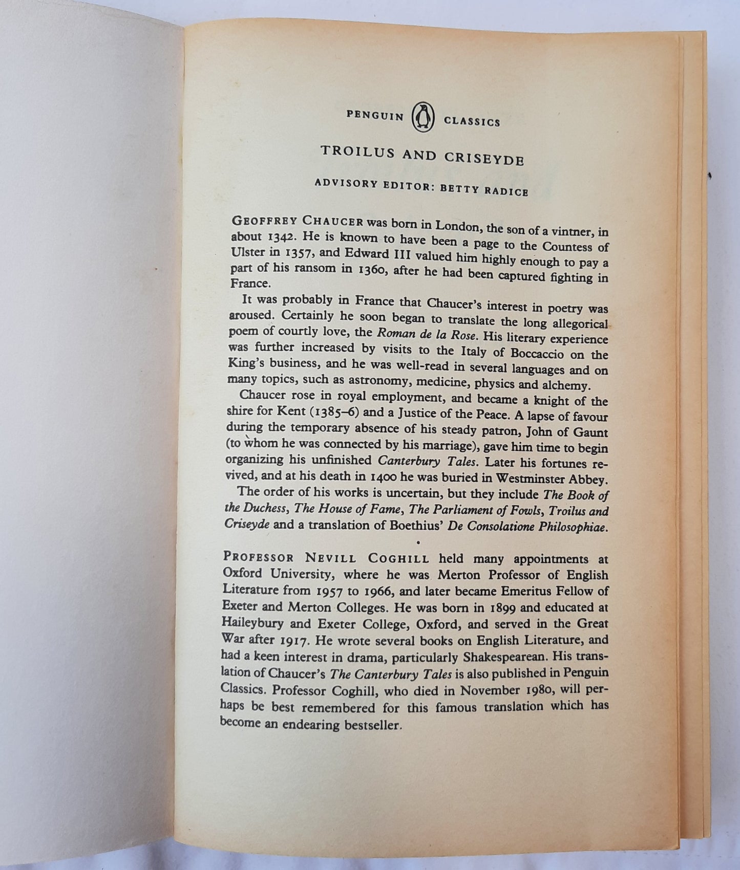 Troilus and Criseyde by Geoffrey Chaucer (Good, 1971, Pbk, 332 pages, Penguin Classics)