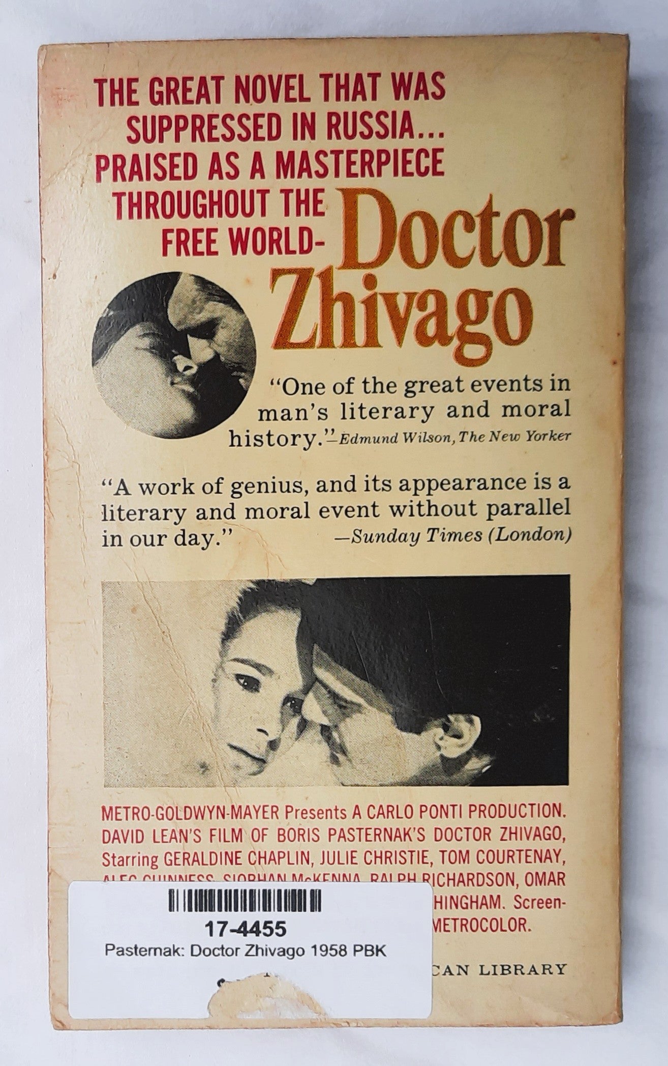 Doctor Zhivago by Boris Pasternack (Acceptable, 1958, Pbk, 456 pages, Signet Book)