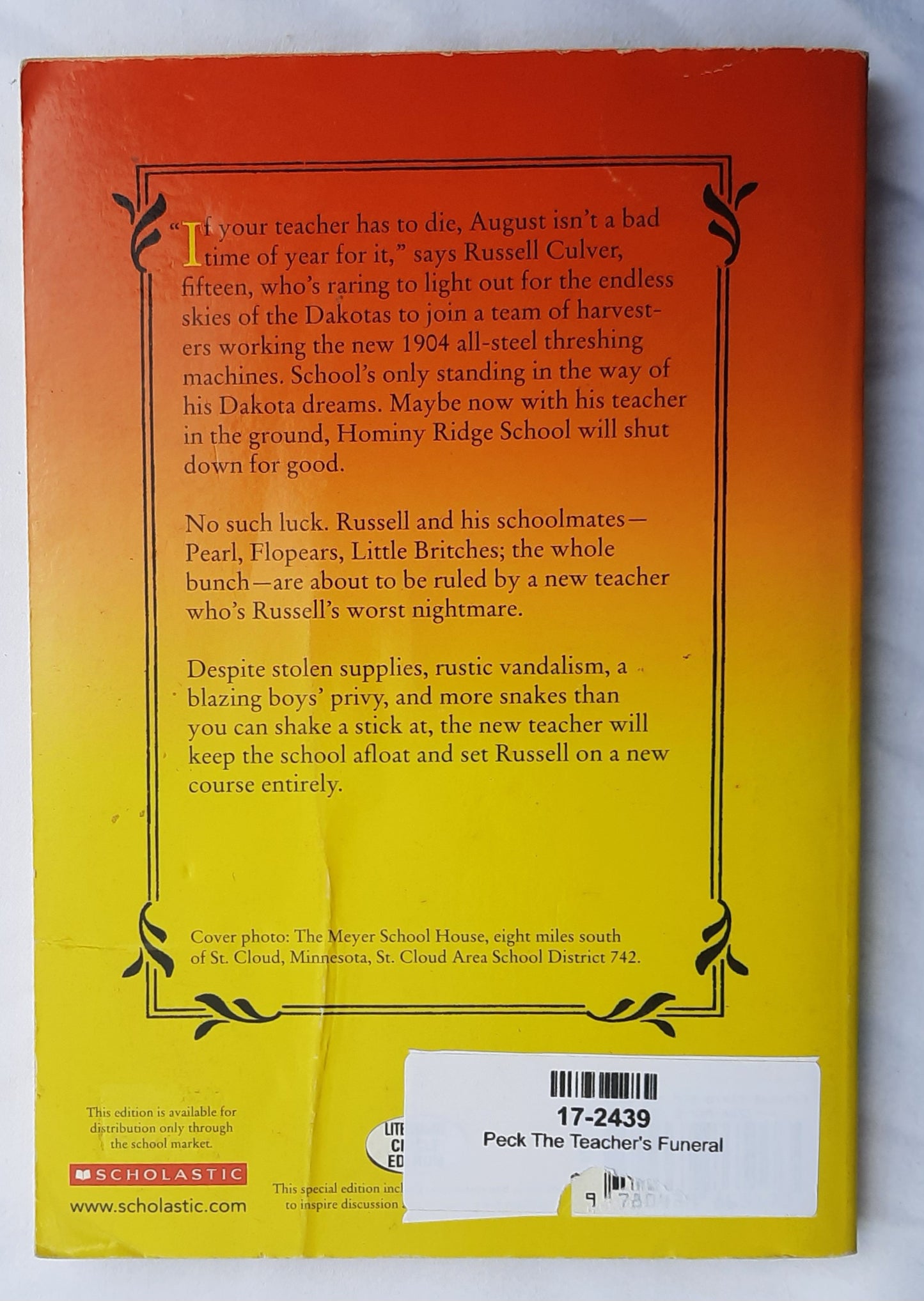 The Teacher's Funeral: a Comedy in Three Parts by Richard Peck (Good, 2006, Pbk, 190 pages, Scholastic)y)