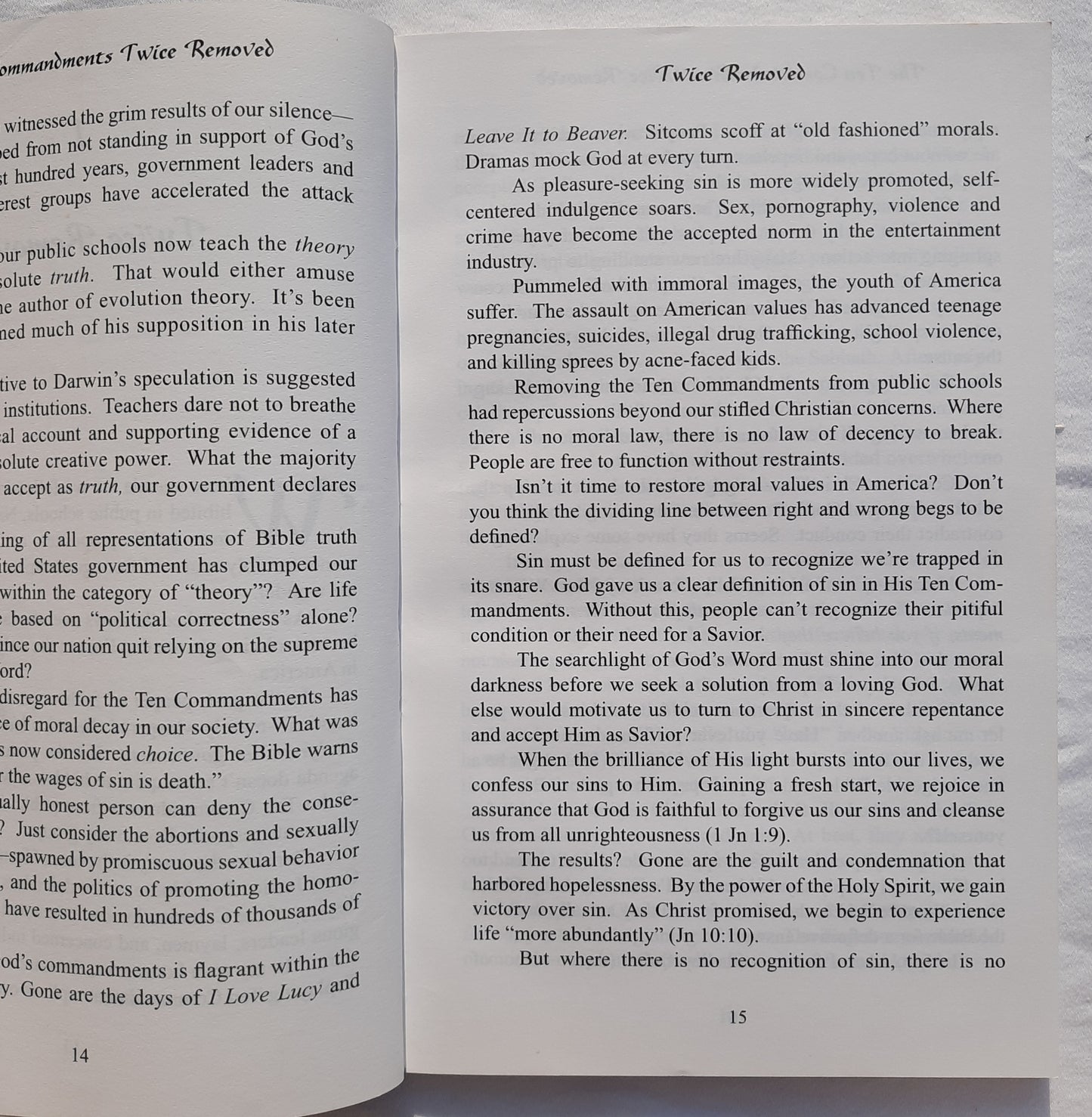 Ten Commandments Twice Removed by Danny Shelton; Shelley Quinn (Very Good, 2005, Pbk, 126 pages, Remnant Pub.)